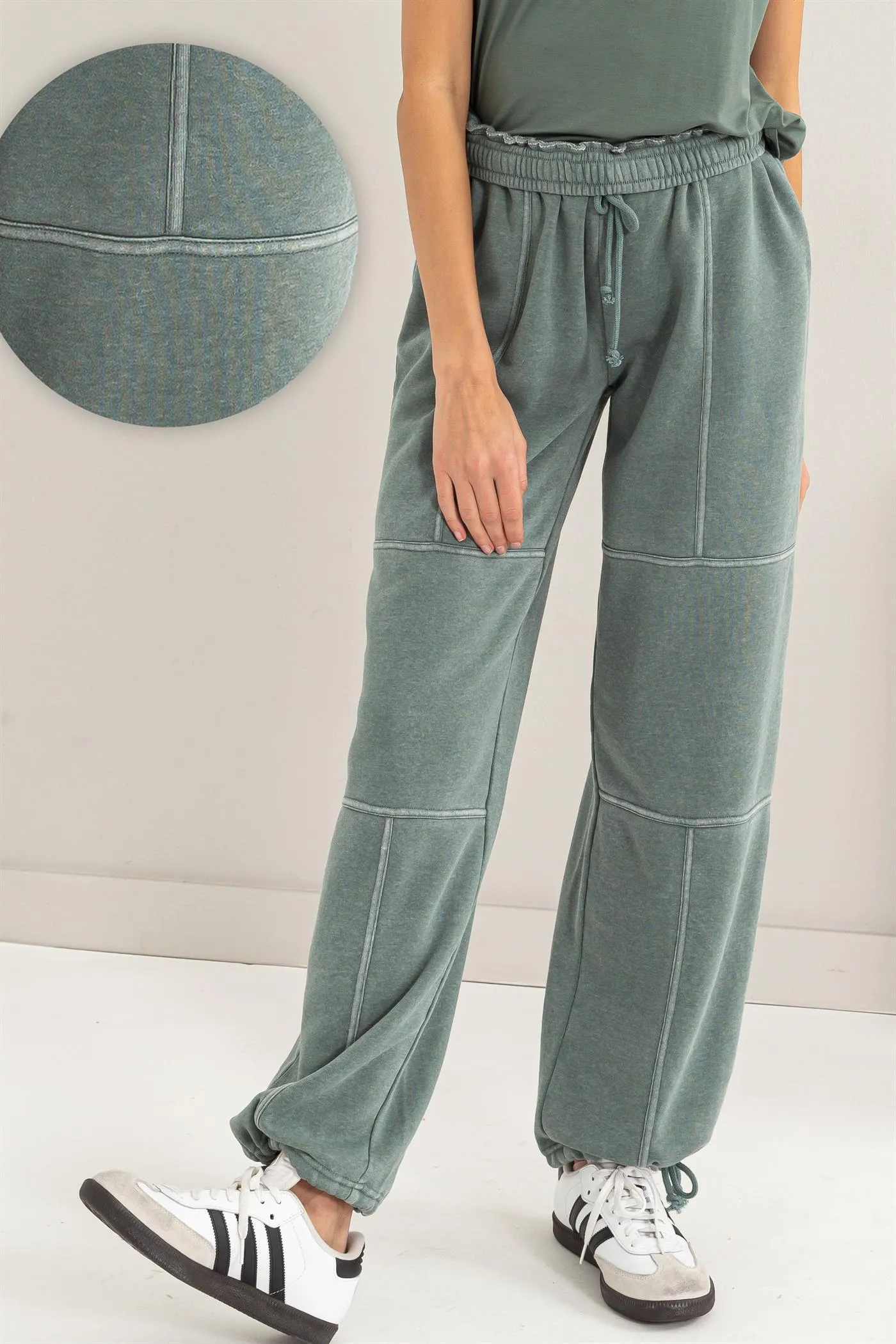 DZ24A840-High Waist Wide Leg Drawstring Pants