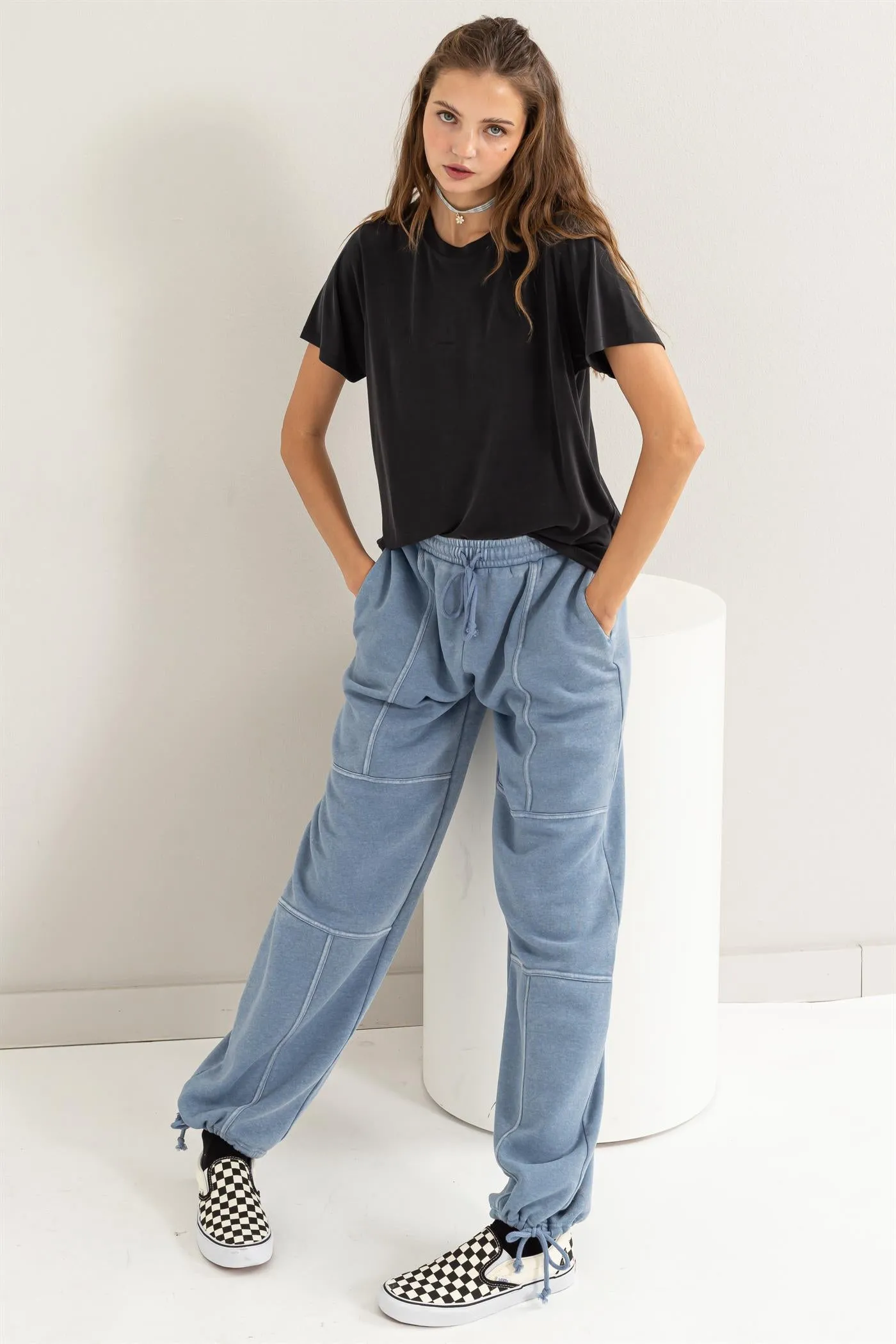 DZ24A840-High Waist Wide Leg Drawstring Pants