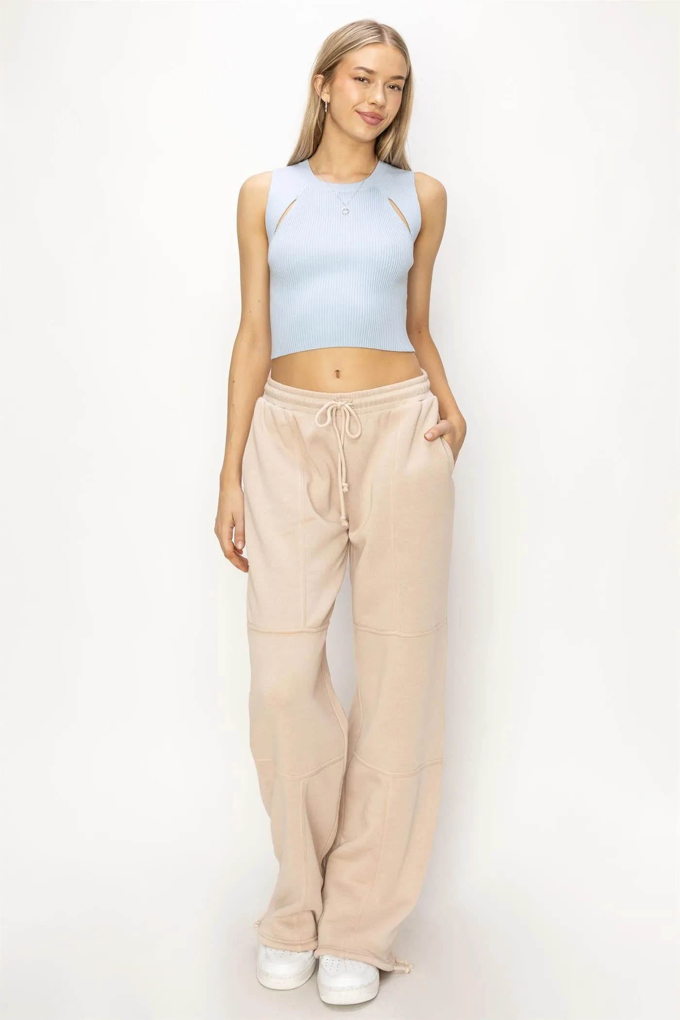 DZ24A840-High Waist Wide Leg Drawstring Pants