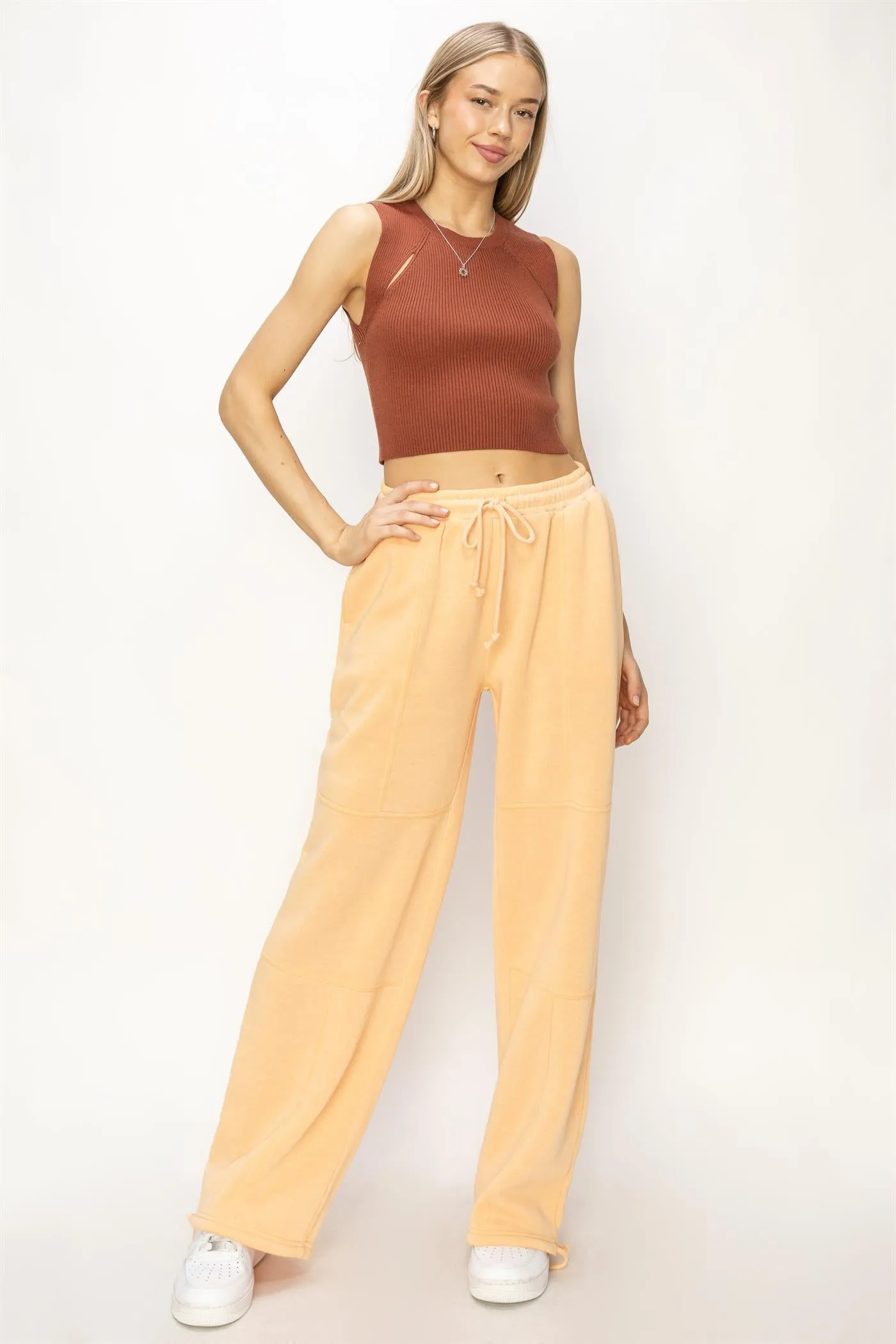 DZ24A840-High Waist Wide Leg Drawstring Pants