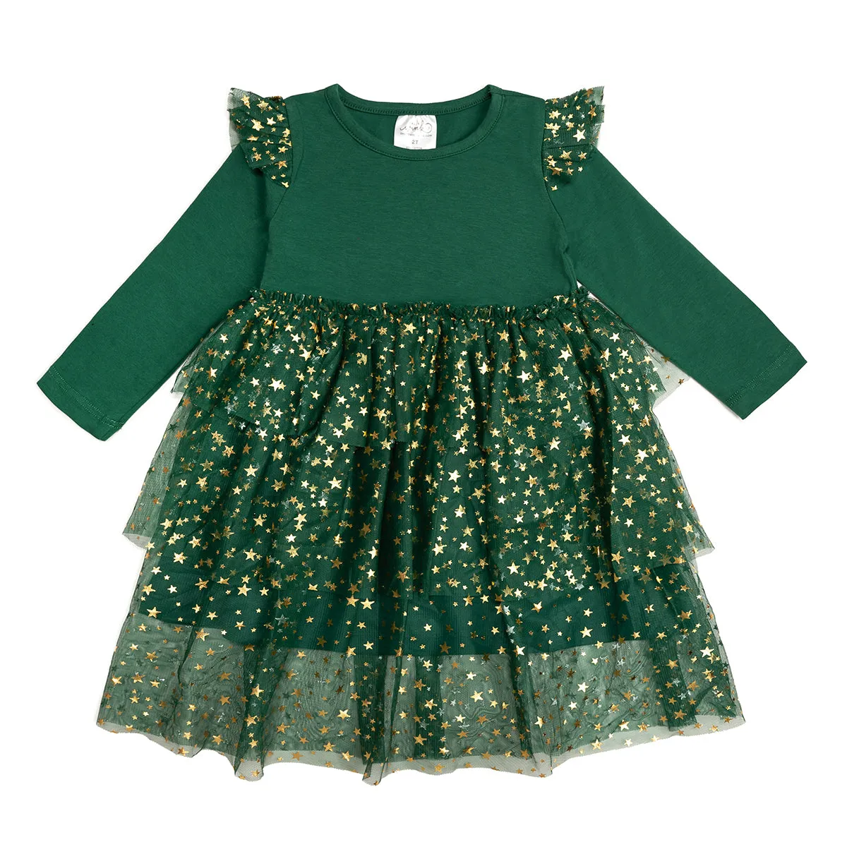 Emerald Shimmer Christmas LS Tutu Dress