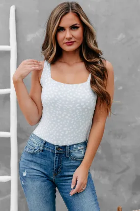 Endlessly Endearing Spotted Tank Strap Bodysuit (Light Blue/White Dot)