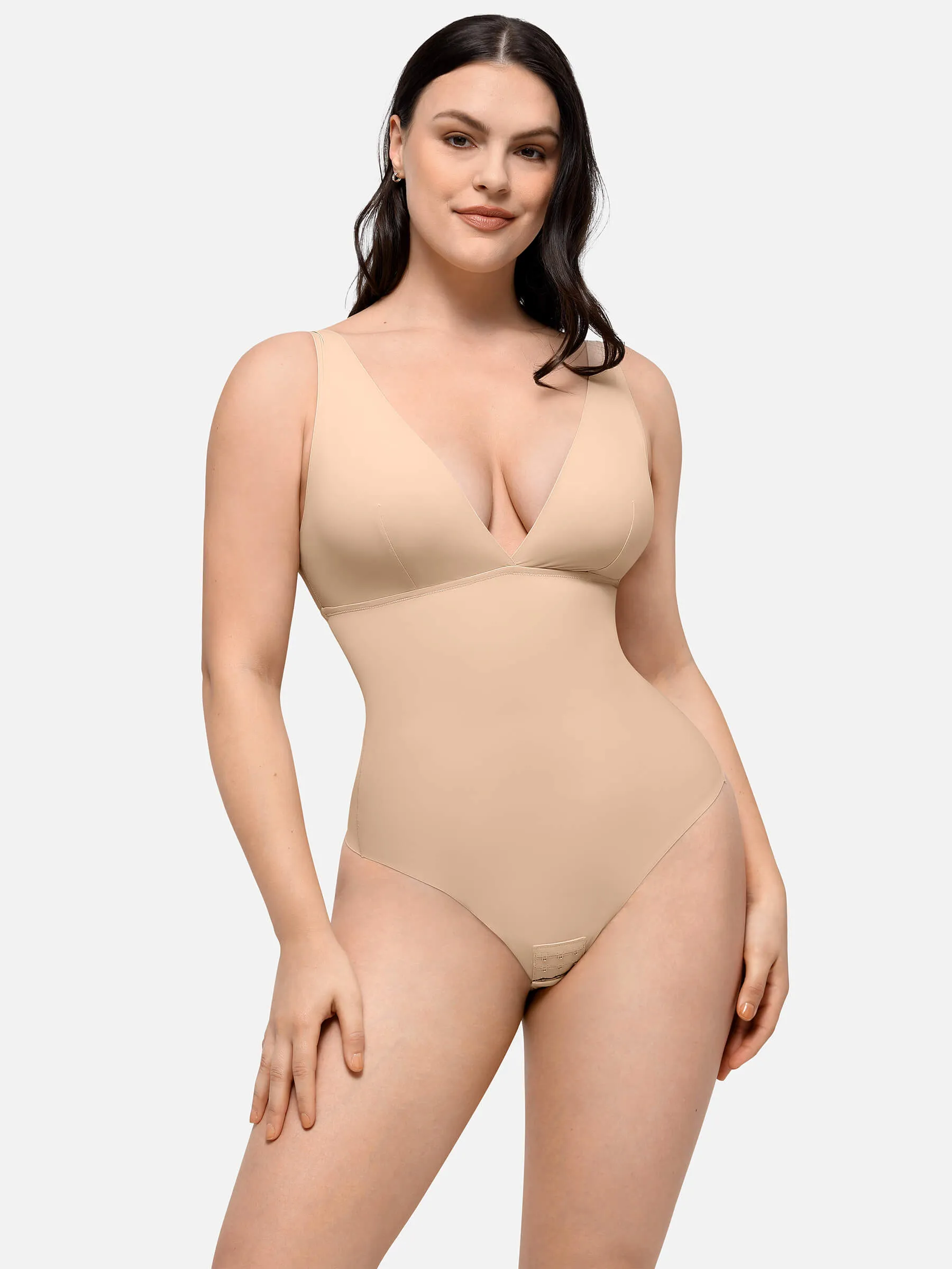 Feelingirl Deep V-Neck Tank Seamless Smoothing Bodysuit