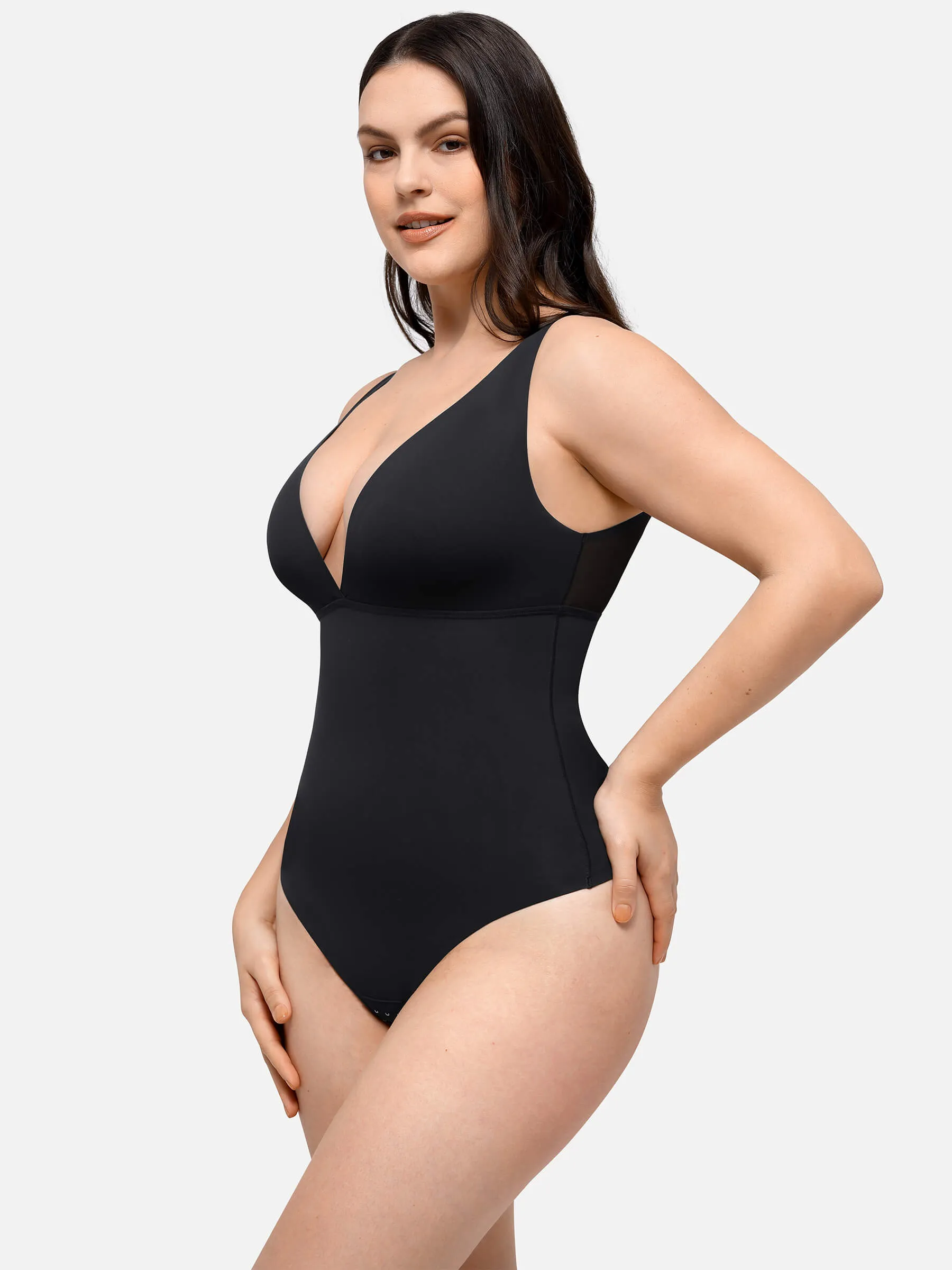 Feelingirl Deep V-Neck Tank Seamless Smoothing Bodysuit