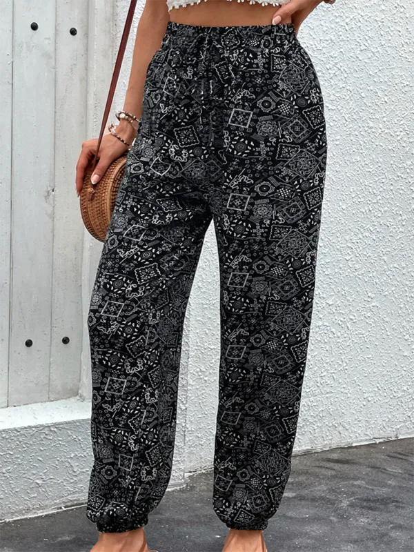 Festival Paisley Pencil Paper-Bag Pants for Women