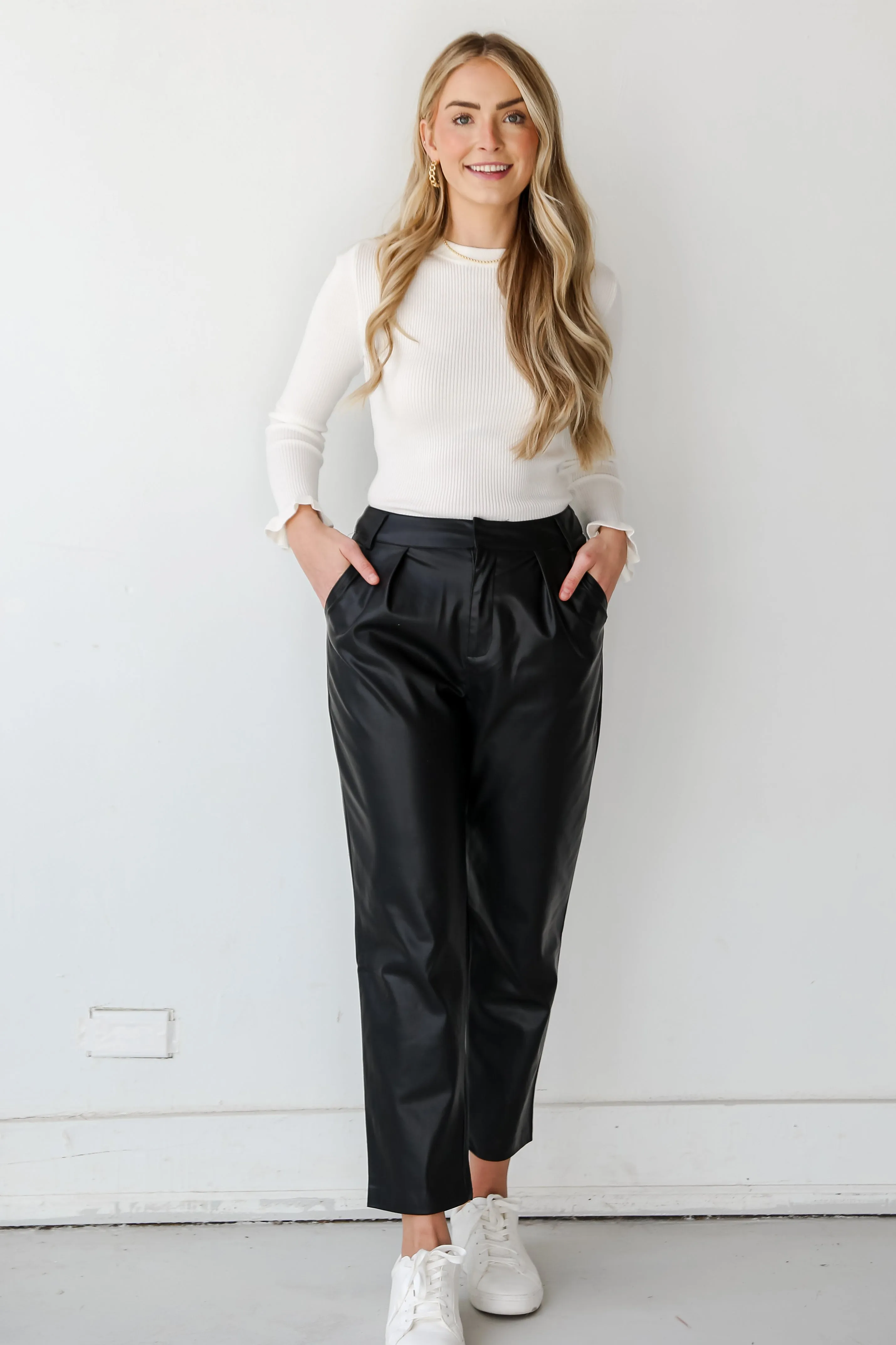 FINAL SALE - Totally Polished Black Leather Pants