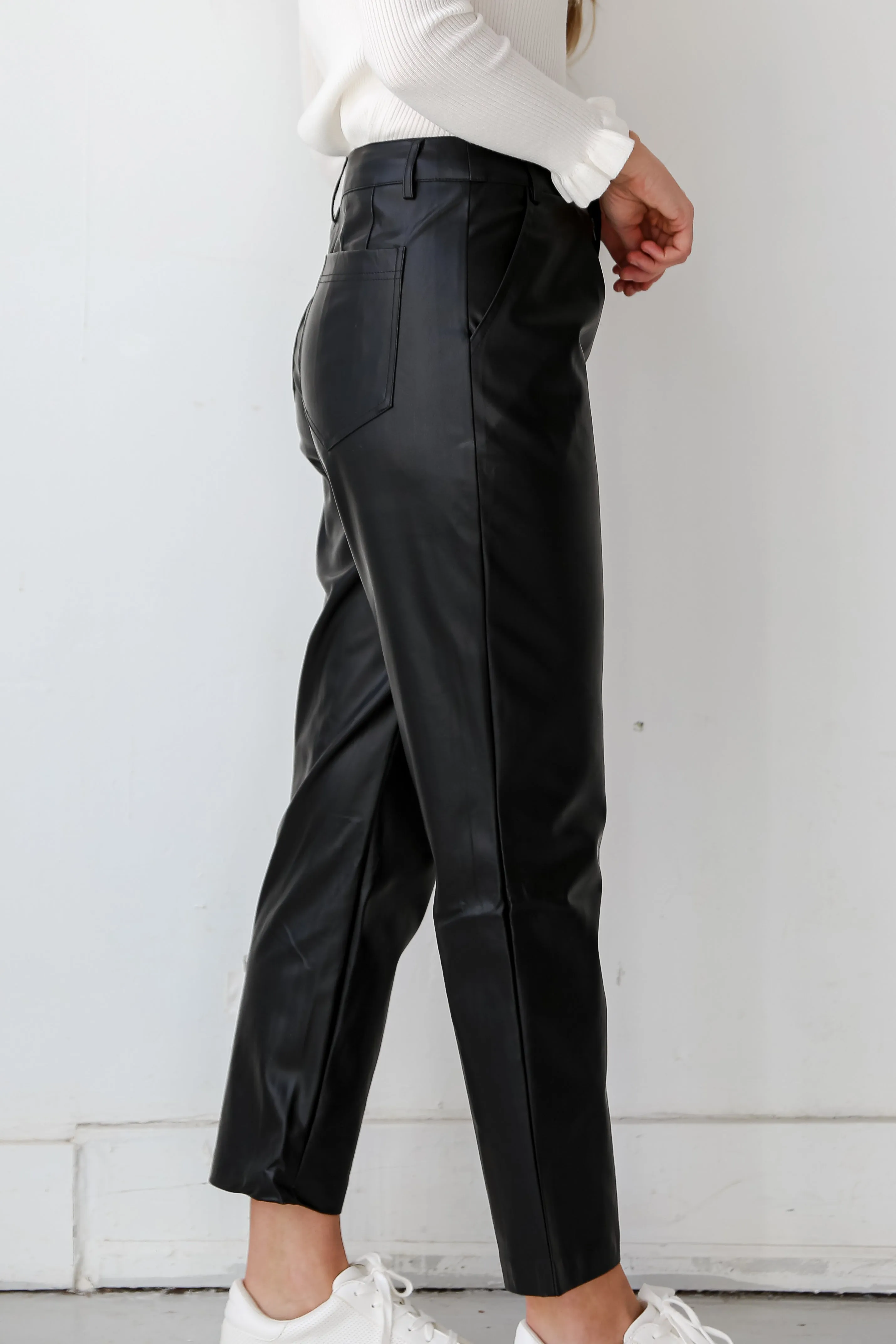 FINAL SALE - Totally Polished Black Leather Pants