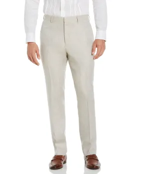 Flat Front Herringbone Linen Pant