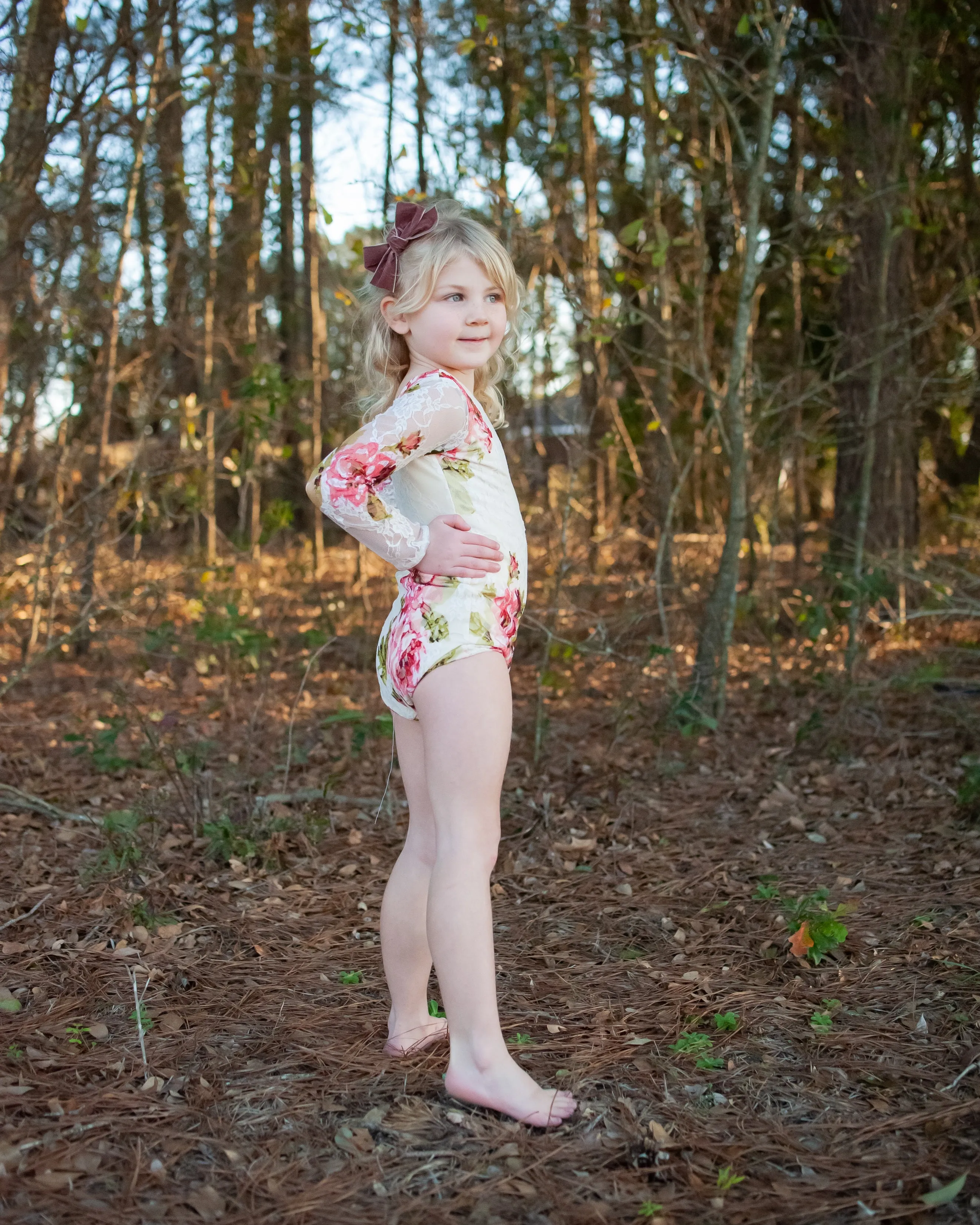 Floral Lace Cream Leotard