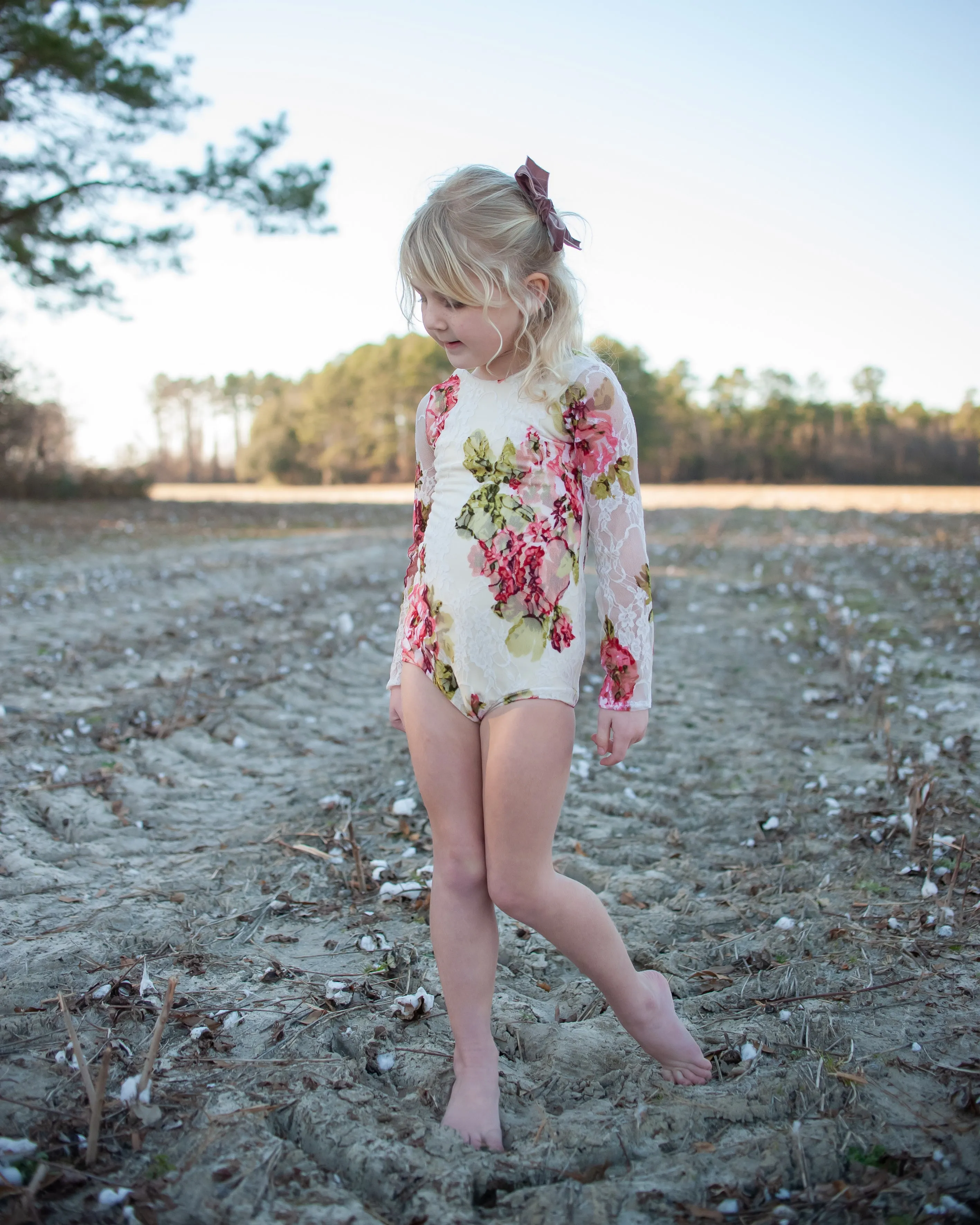 Floral Lace Cream Leotard