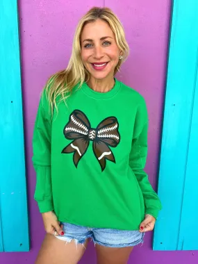 Football Green Bow Sweatshirt