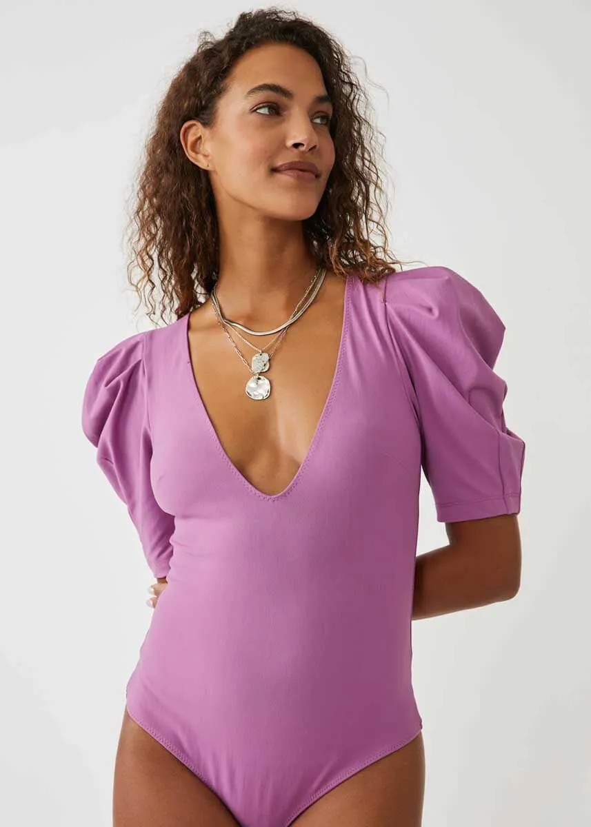 Free People Va Va Voop Bodysuit in Wildberry