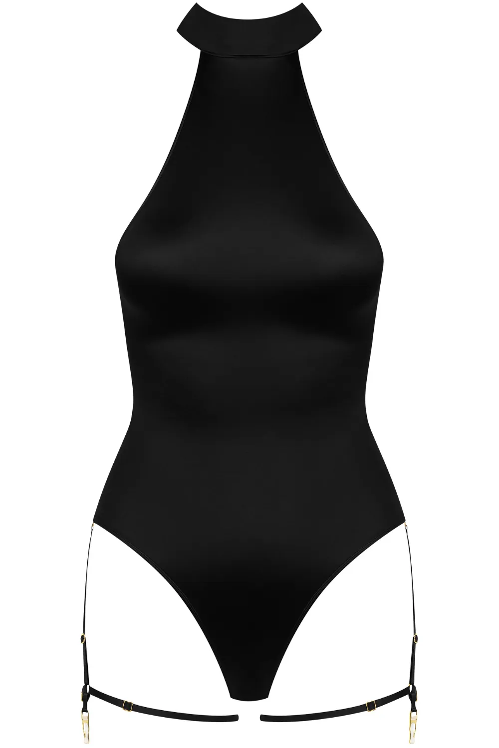 French Kiss Garter Thong Bodysuit Black