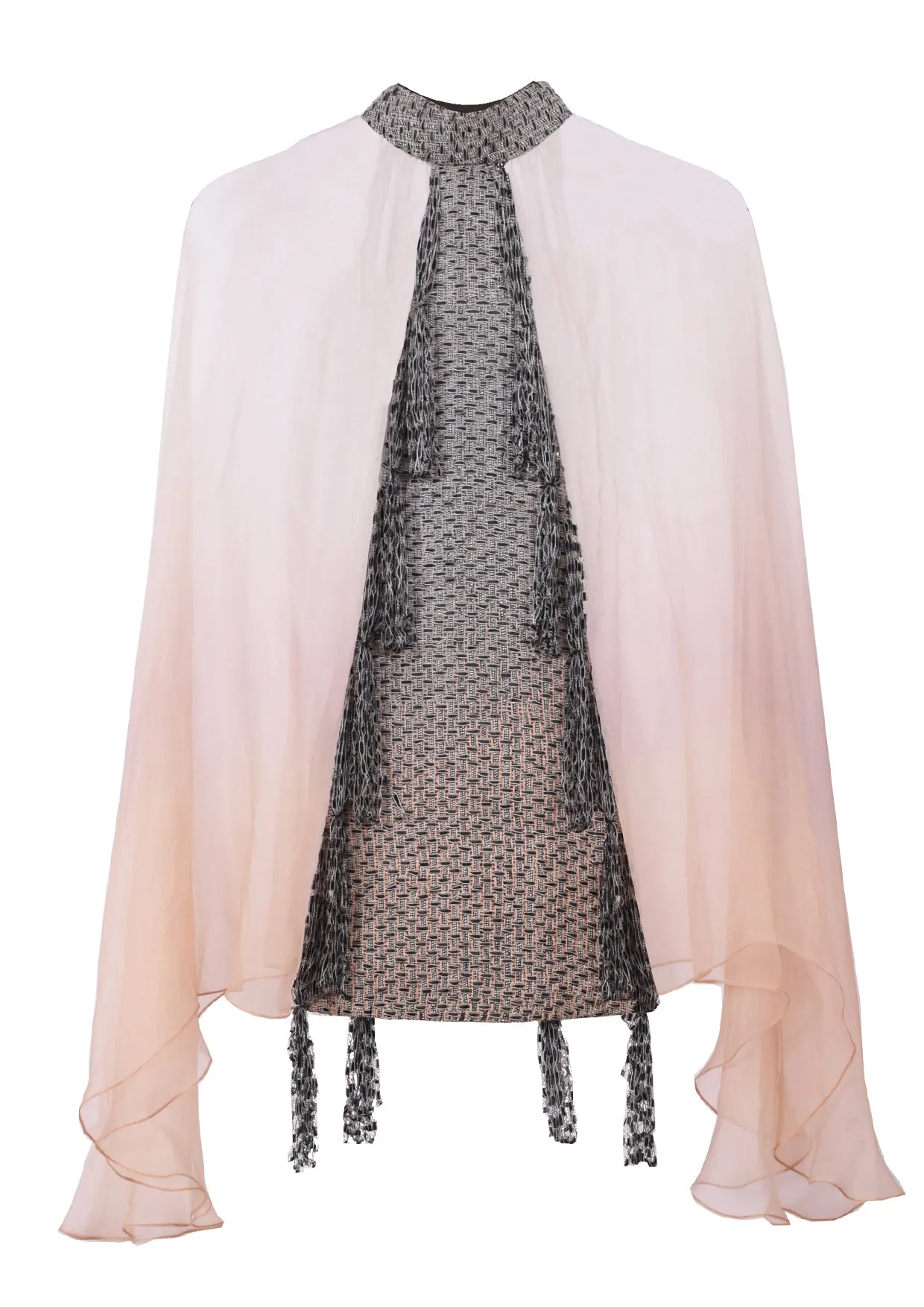 Fringed Silk Organza Cape