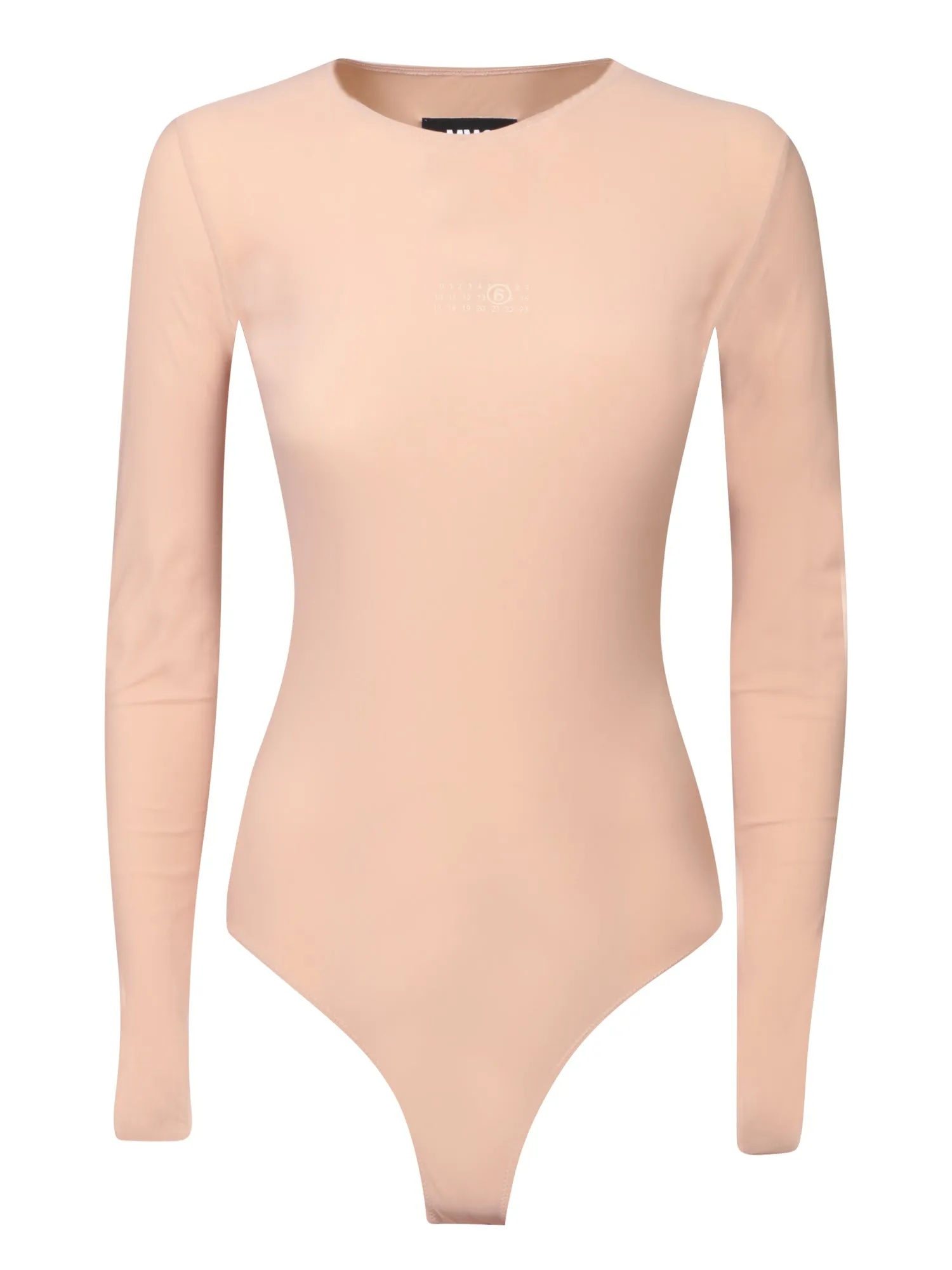 Front number graphic peach bodysuit