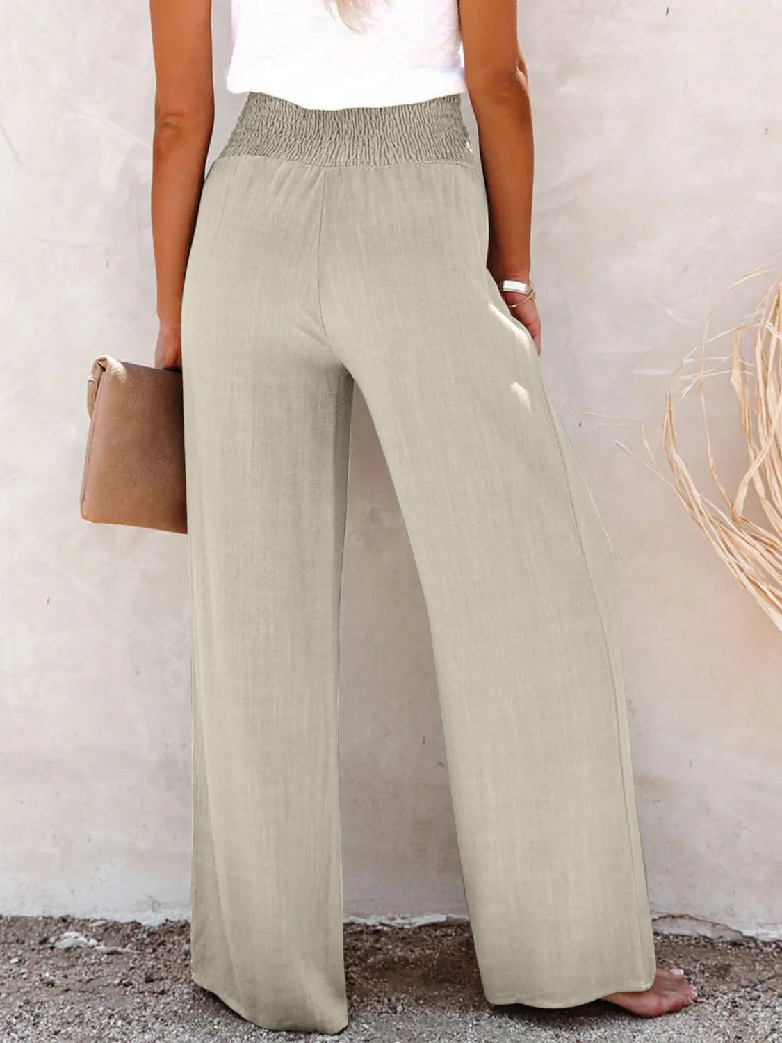 Full Size Decorative Button High Waist Pants