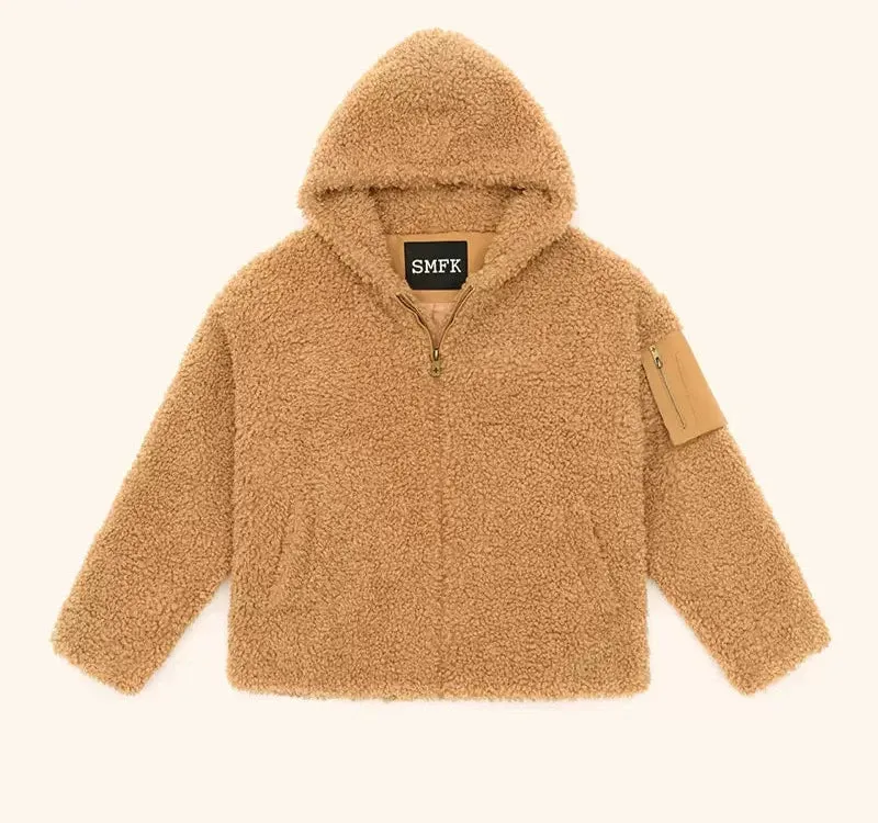 Georgia Teddy Fleece Fur Hoodie Thick Warm Jacket