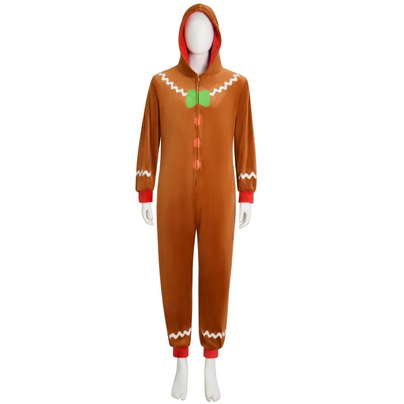 Gingerbread Adult Costume Suit Kids Gingerbread Man Bodysuit Outfit Christmas Outfit