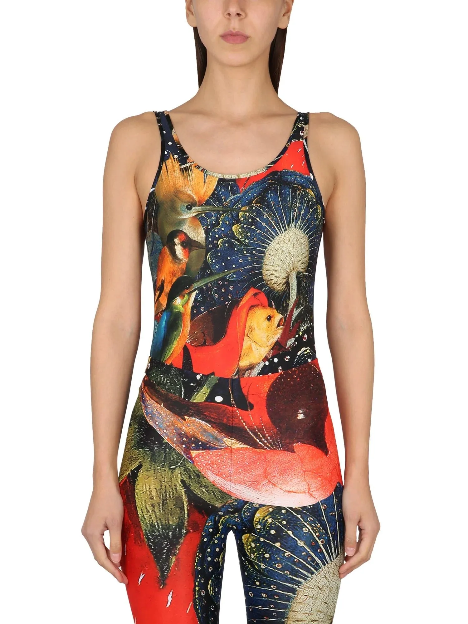 Graphic-Printed Stretched Bodysuit