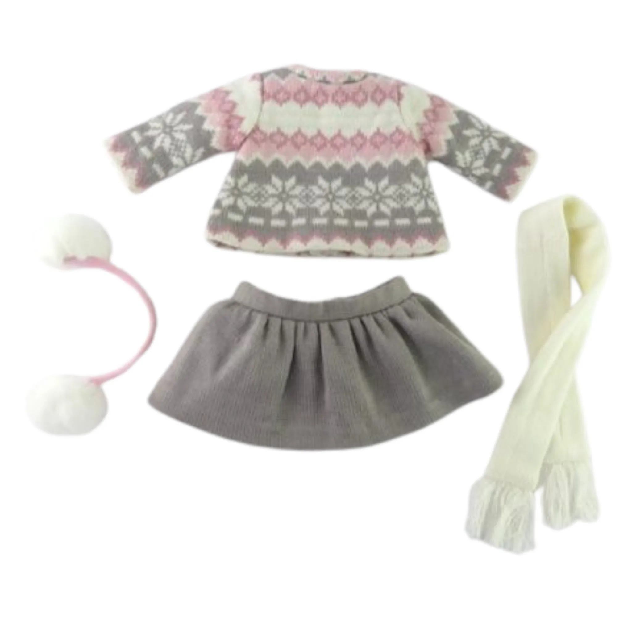 Grey and Pink Knit Sweater Set for 18-inch dolls