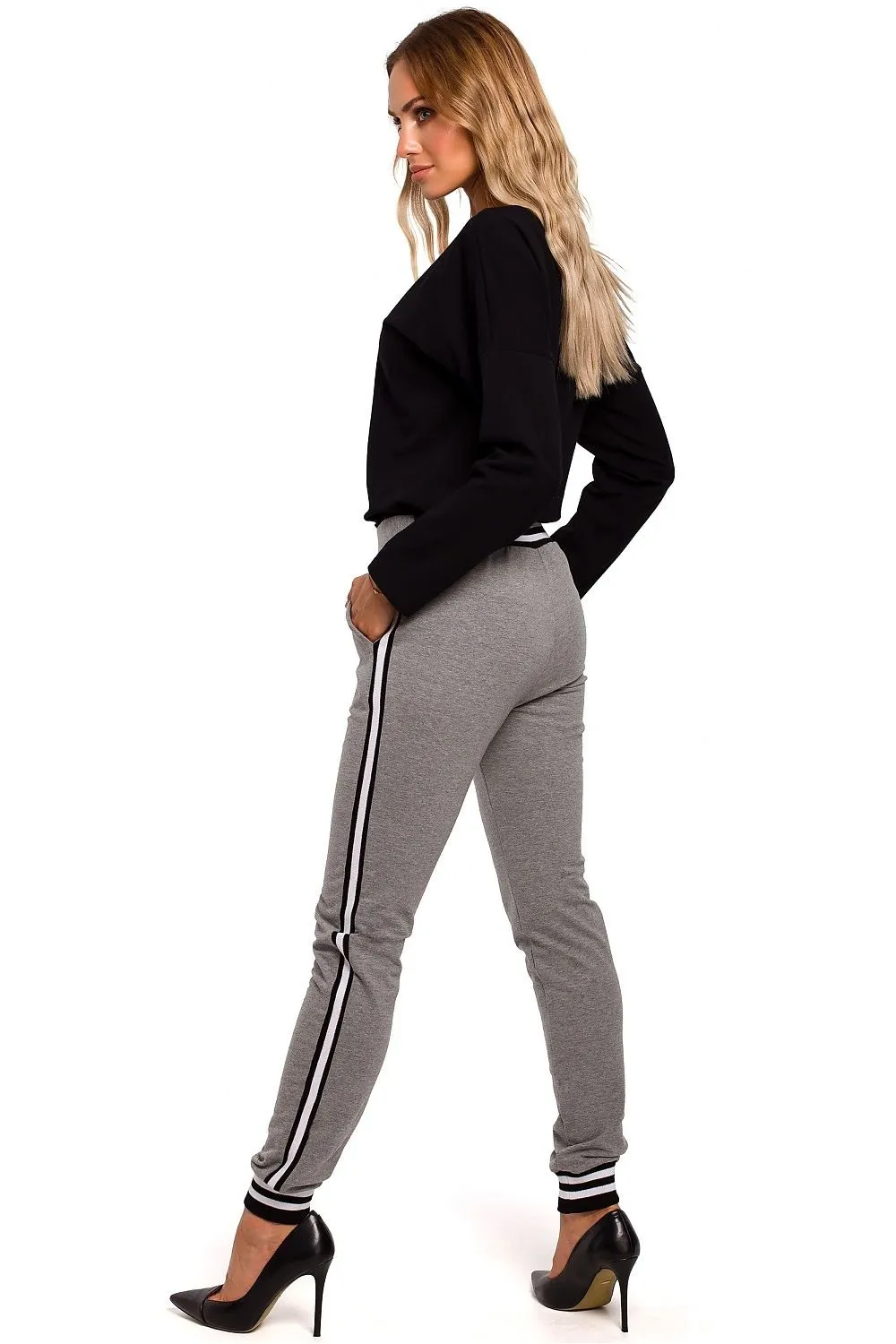 Grey Two Tone Women Joggers