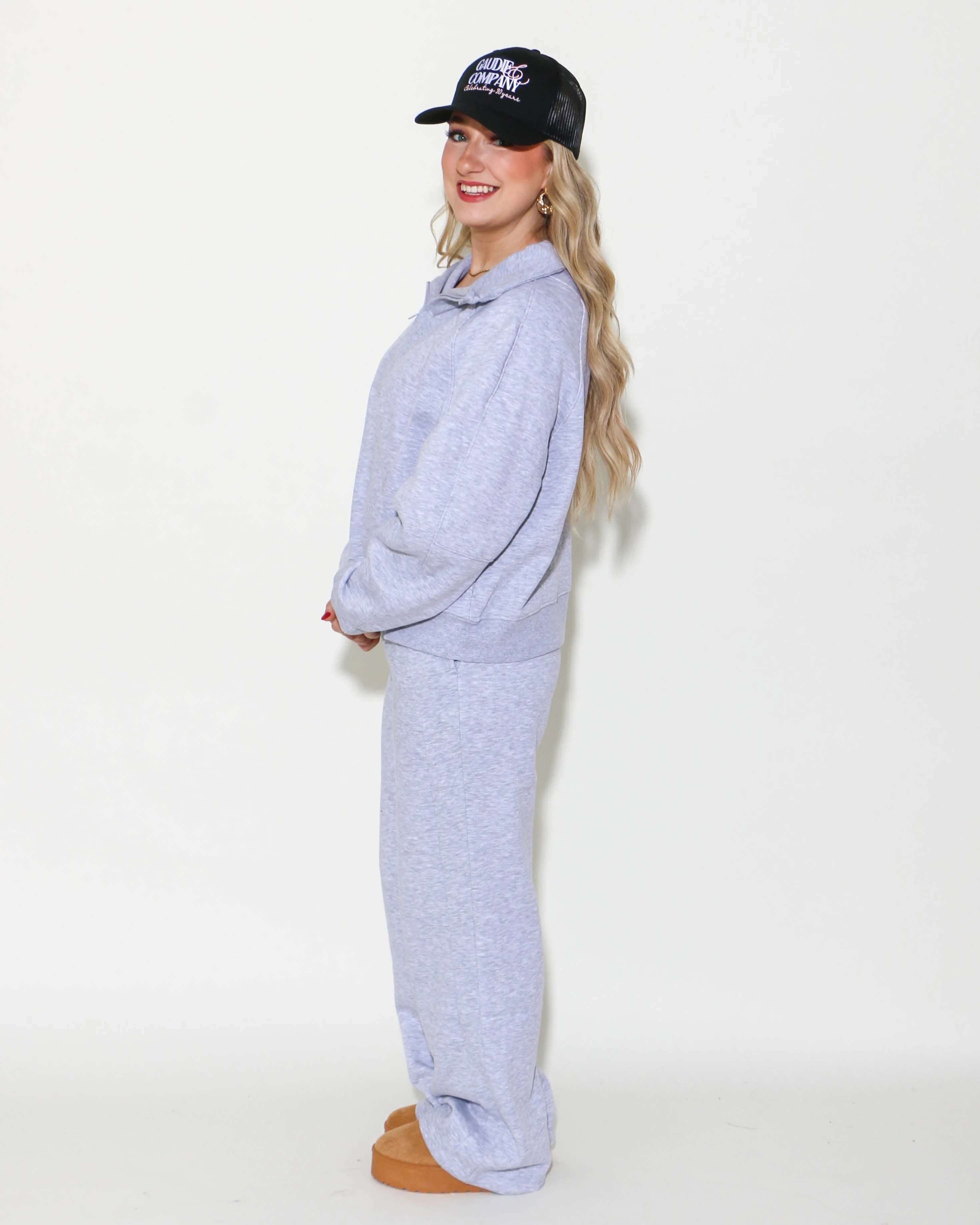 Half Zip Sweatshirt & Pants Set in Grey