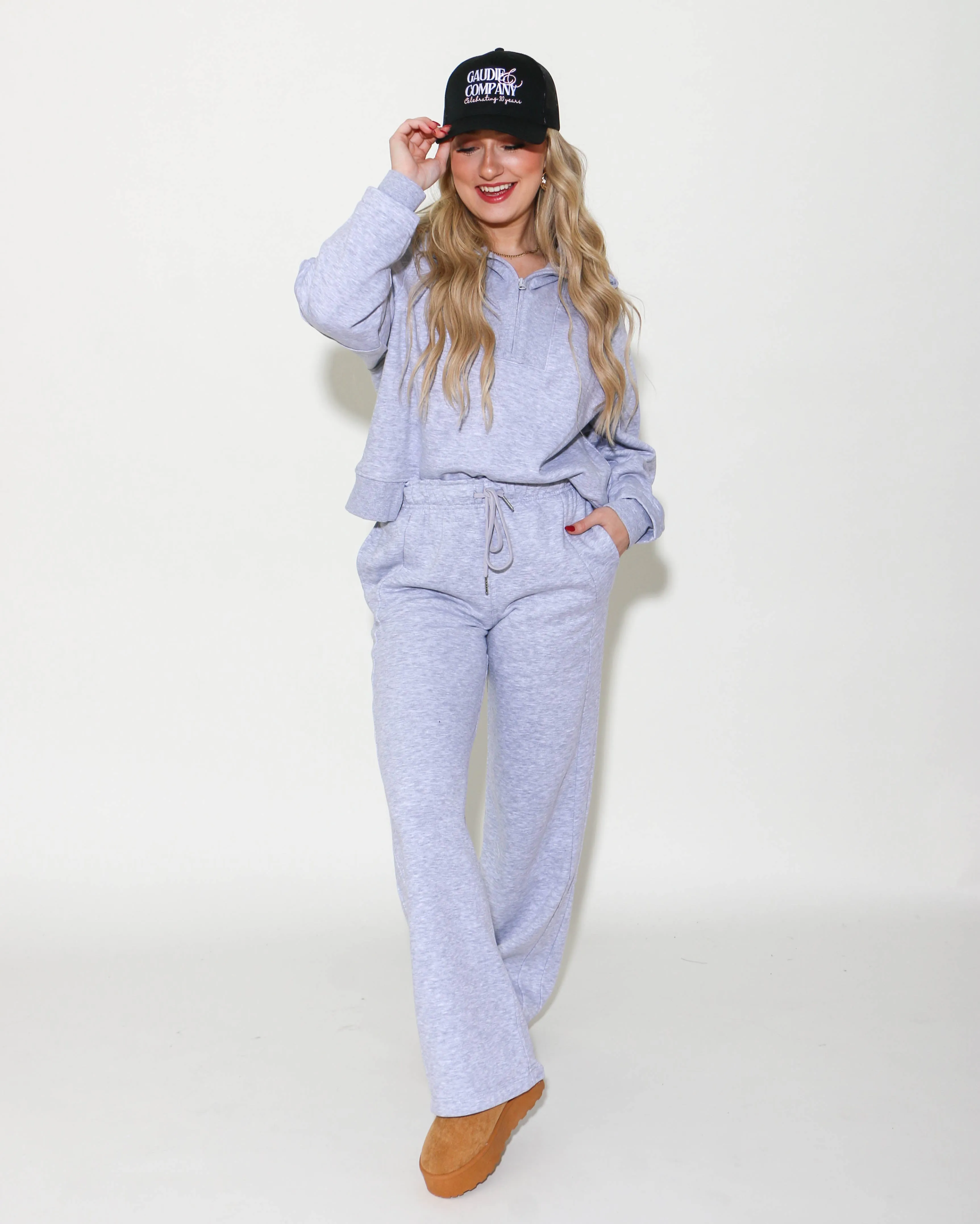 Half Zip Sweatshirt & Pants Set in Grey