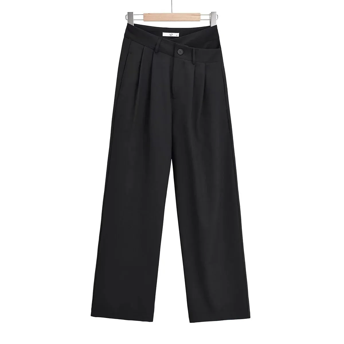 High Waist Business Pleated Suit Pants Wholesale Irregular Waist Loose Wide Leg Trousers Womens