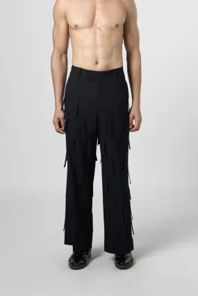 High Waist Fringe Texture Pants