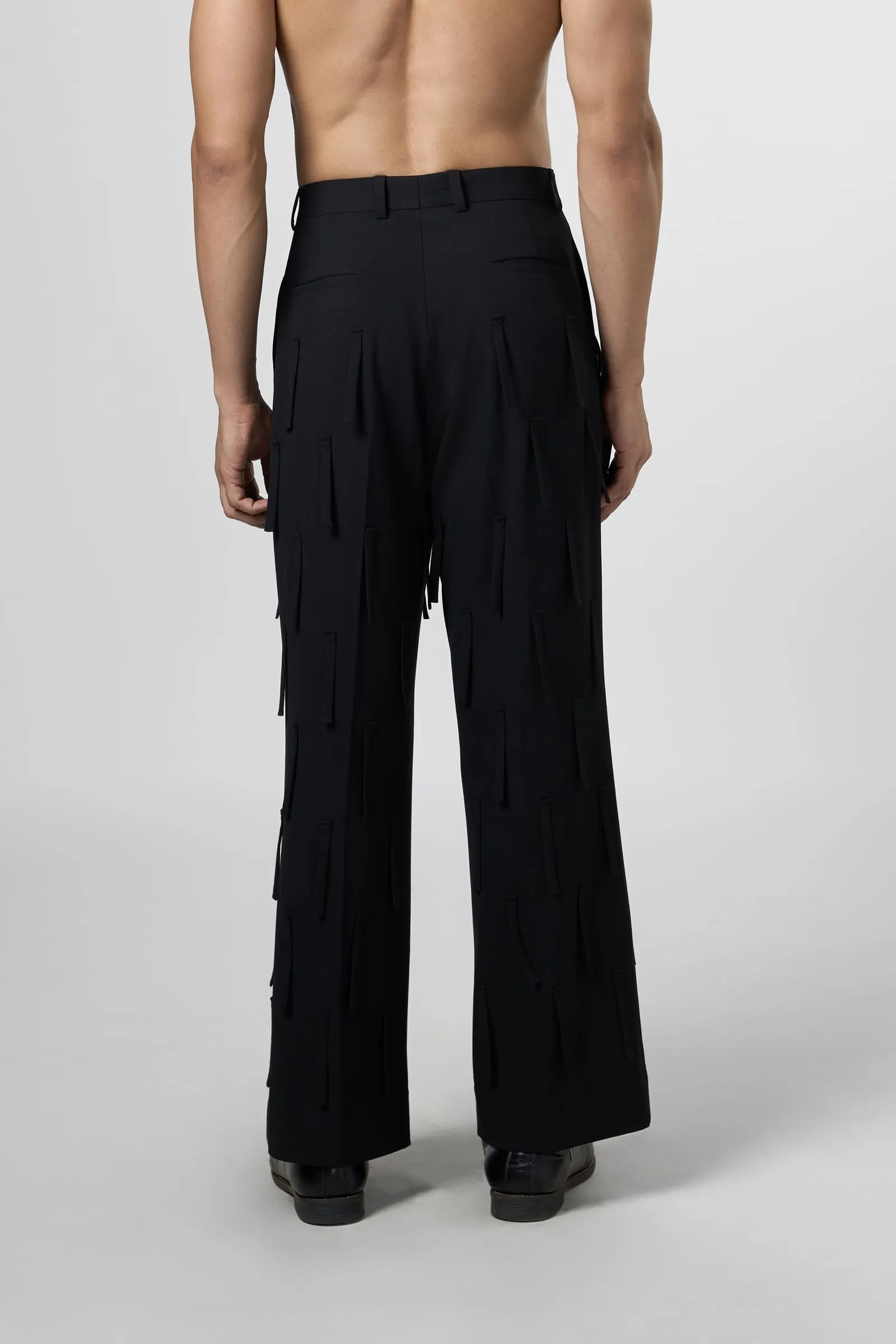 High Waist Fringe Texture Pants