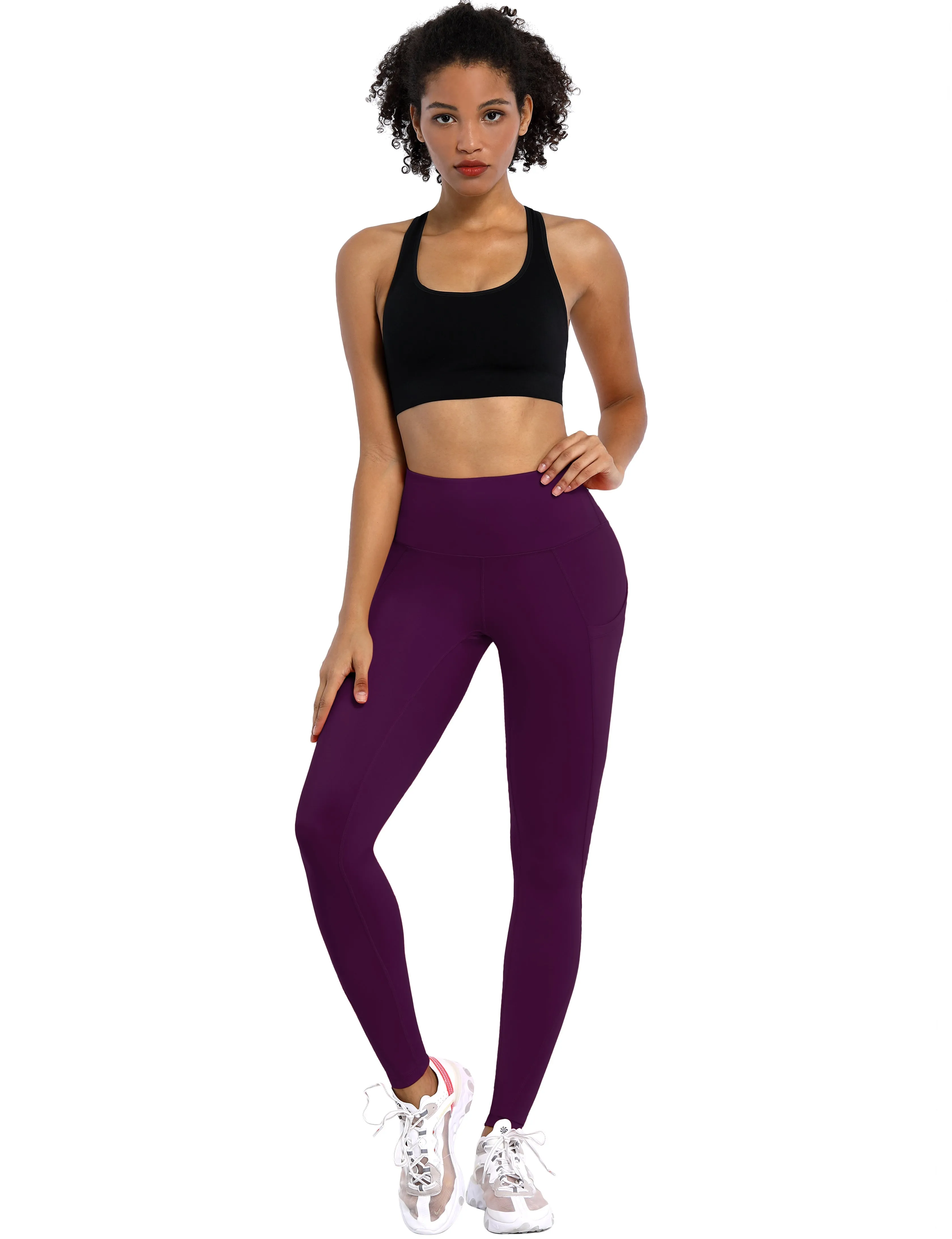 High Waist Side Pockets Gym Pants plum_Gym