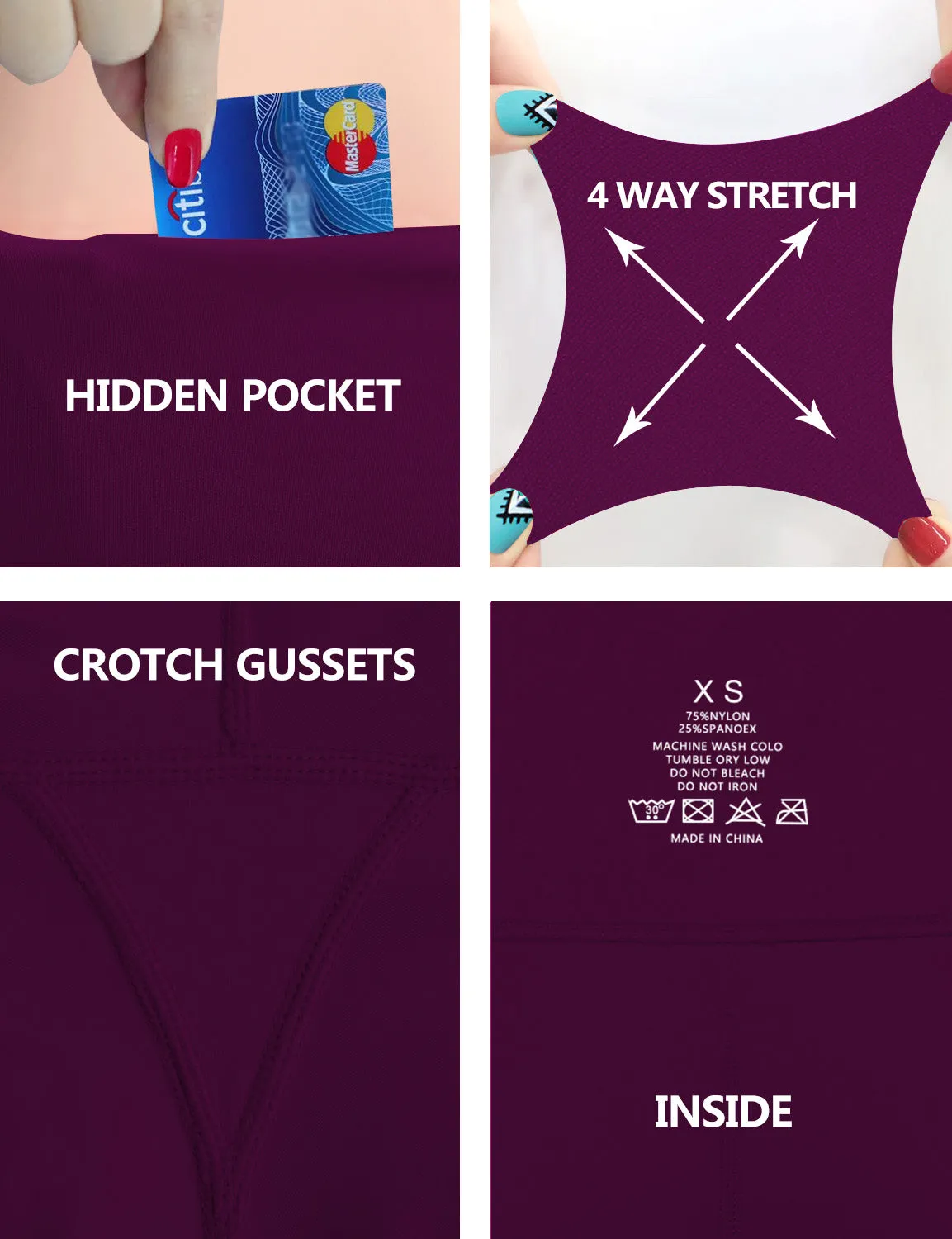 High Waist Side Pockets Gym Pants plum_Gym