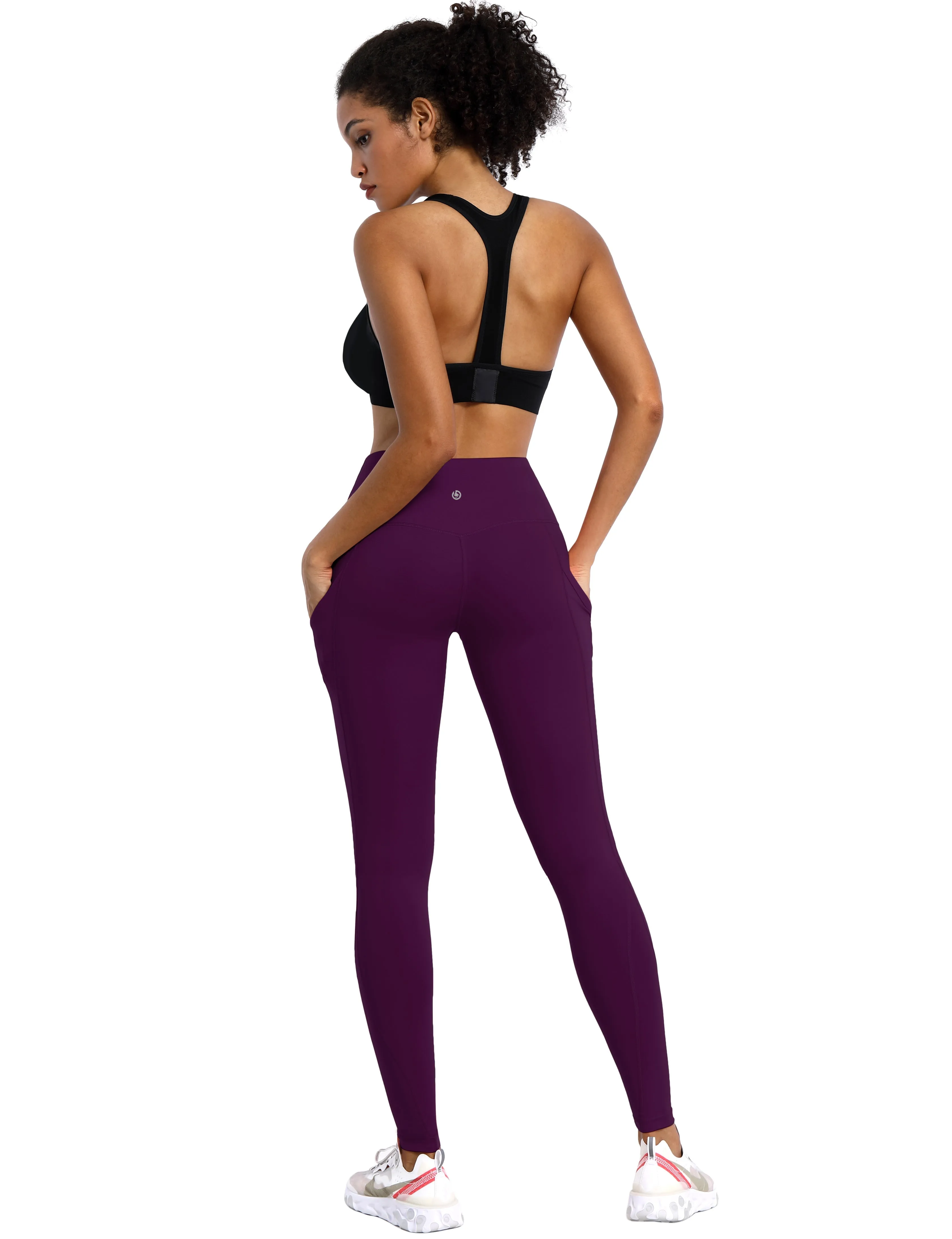 High Waist Side Pockets Gym Pants plum_Gym