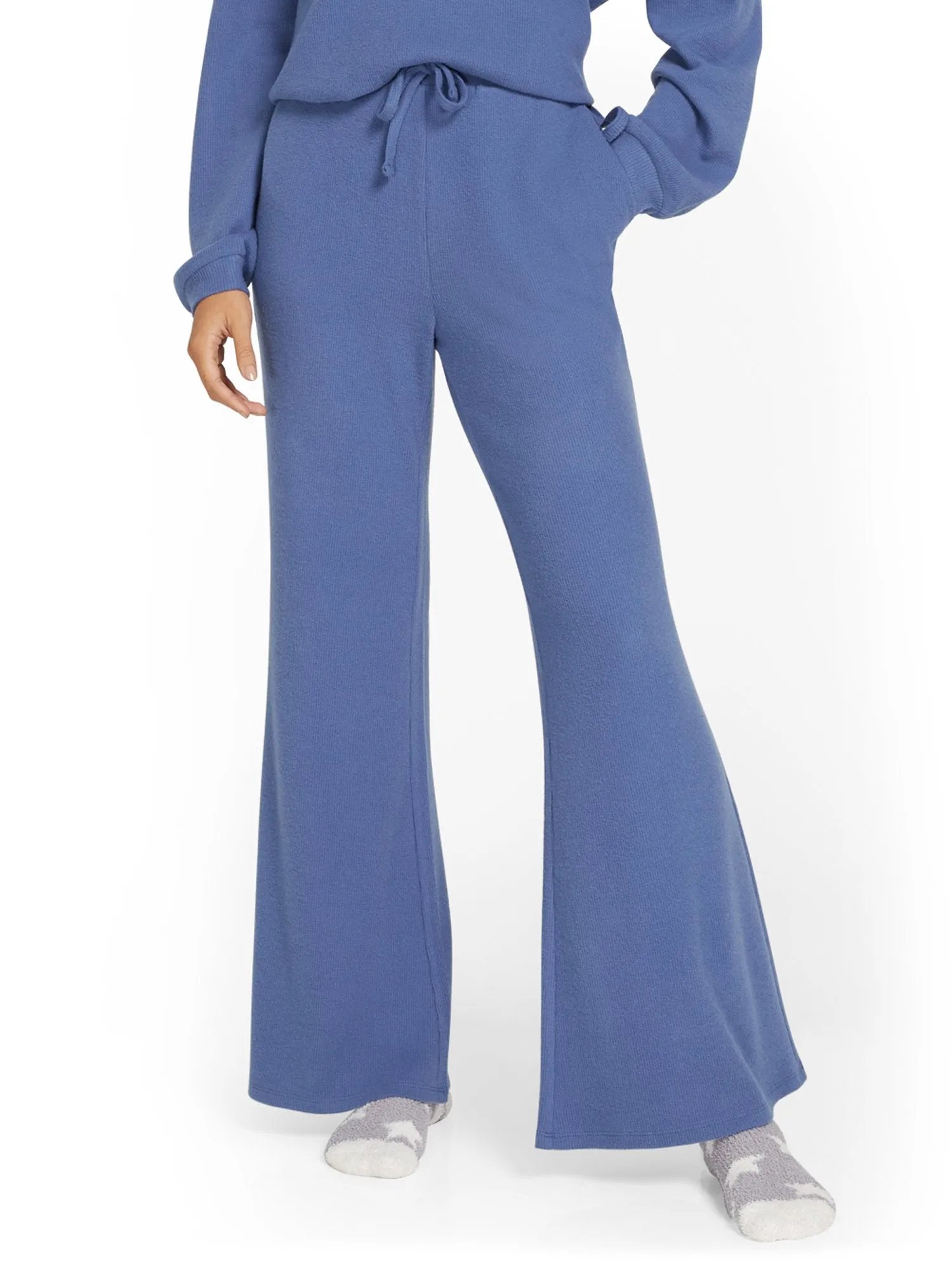 High-Waist Waffle Flare Pant