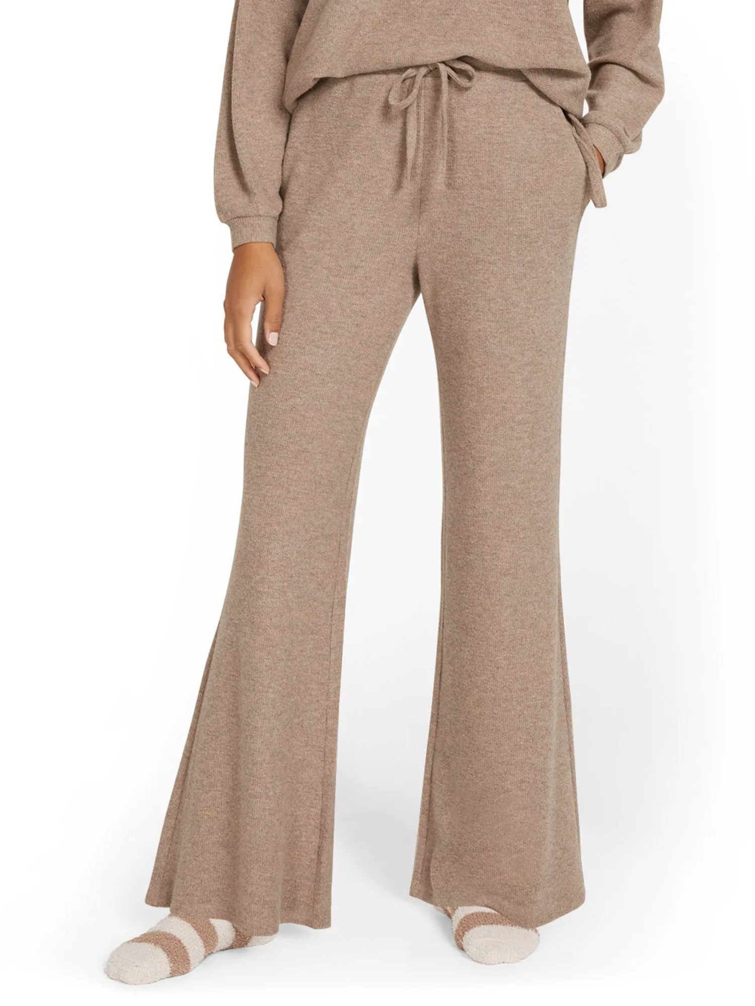 High-Waist Waffle Flare Pant