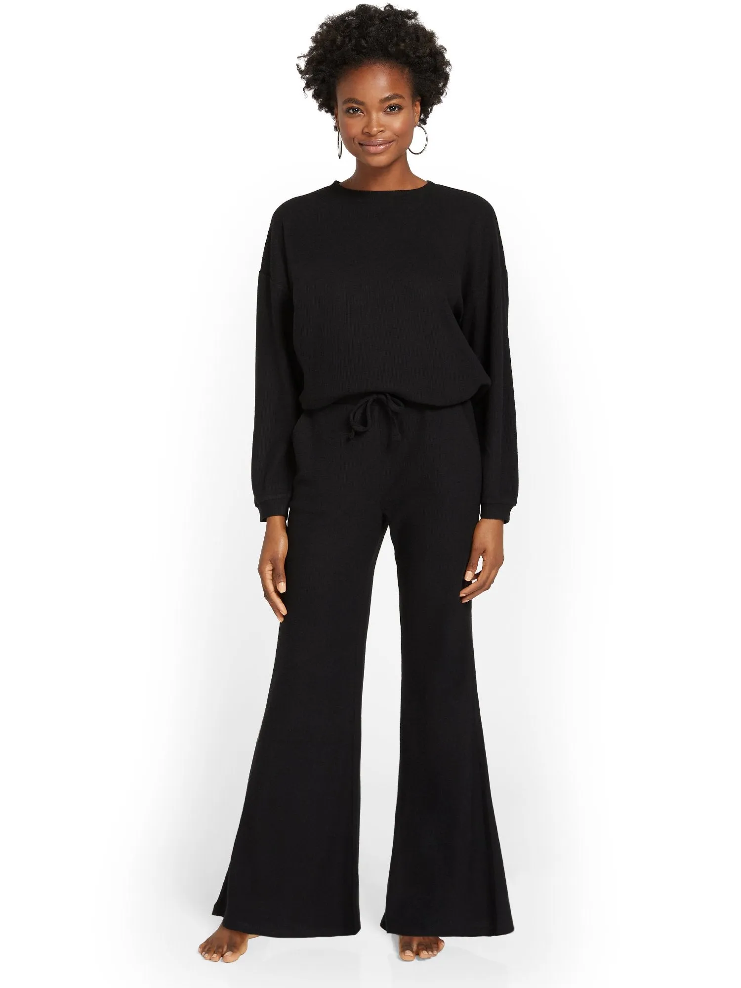 High-Waist Waffle Flare Pant