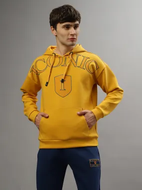 Iconic Men Mustard Solid Round Neck Full Sleeves Sweatshirt