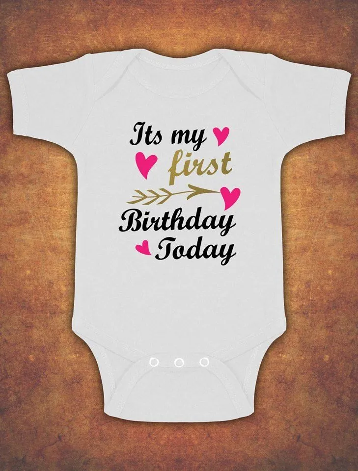 Its My First 1st Birthday Today Cute Baby Kids Body Suit Vest Girl