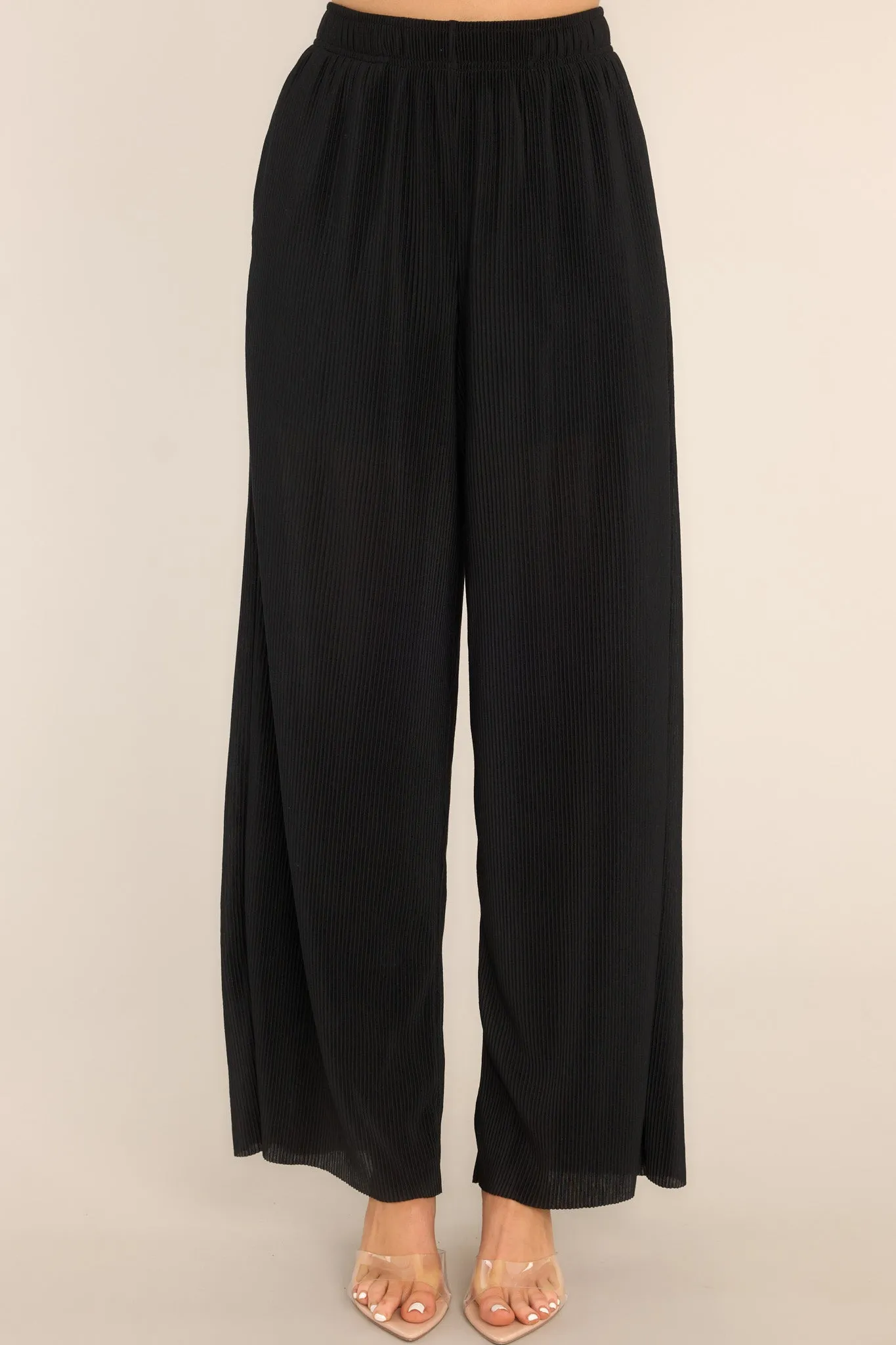 It's Your Life Black Ribbed Wide Leg Pants