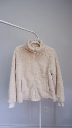 J Crew Cream Teddy Bomber - L