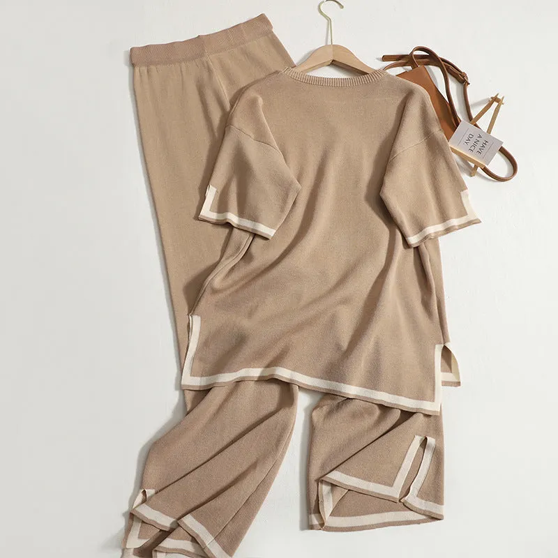 Khaki High Waist Slim Pajama Set