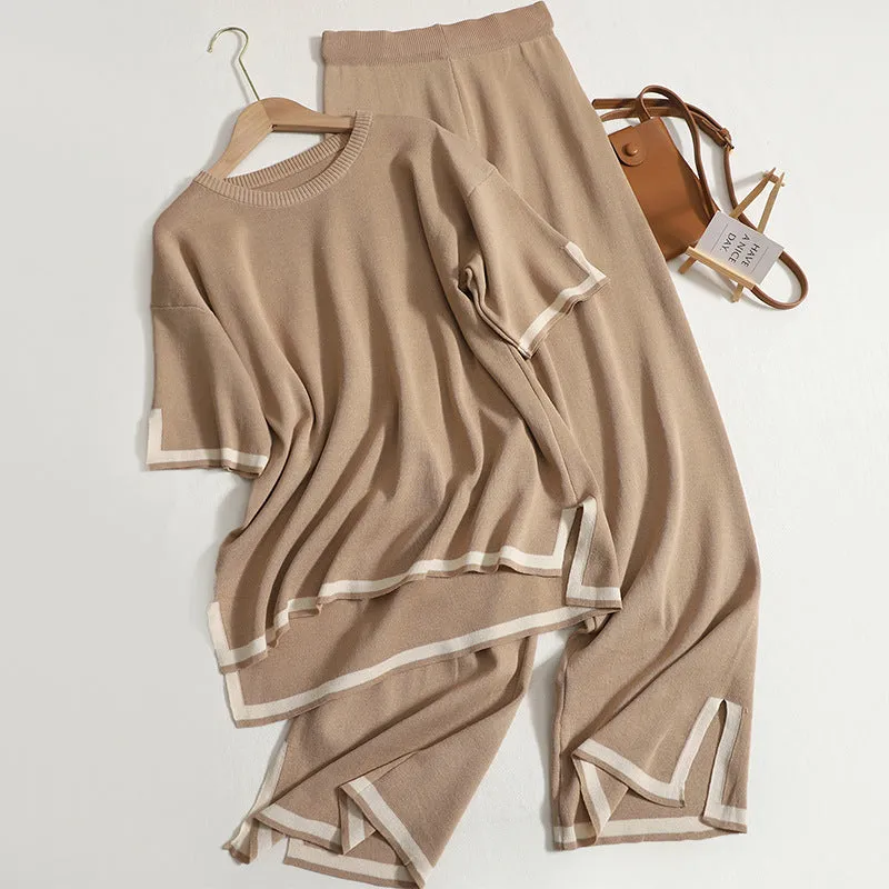 Khaki High Waist Slim Pajama Set