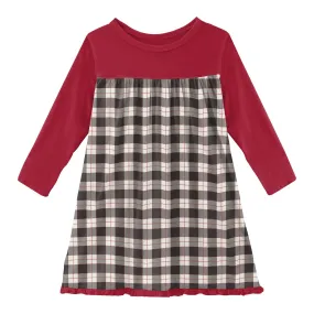 KicKee Pants Midnight Holiday Plaid Classic L/S Swing Dress