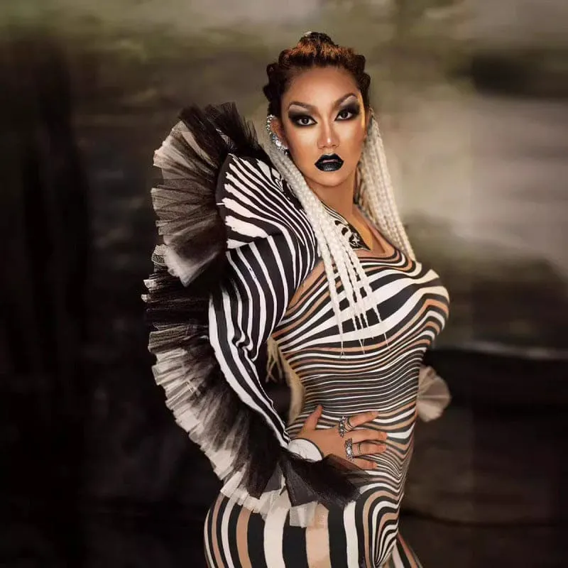 Ladies Striped Zebra Head Performance Costume for Nightclub Fun