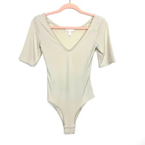 Leith Beige V-Neck Bodysuit- Size XS