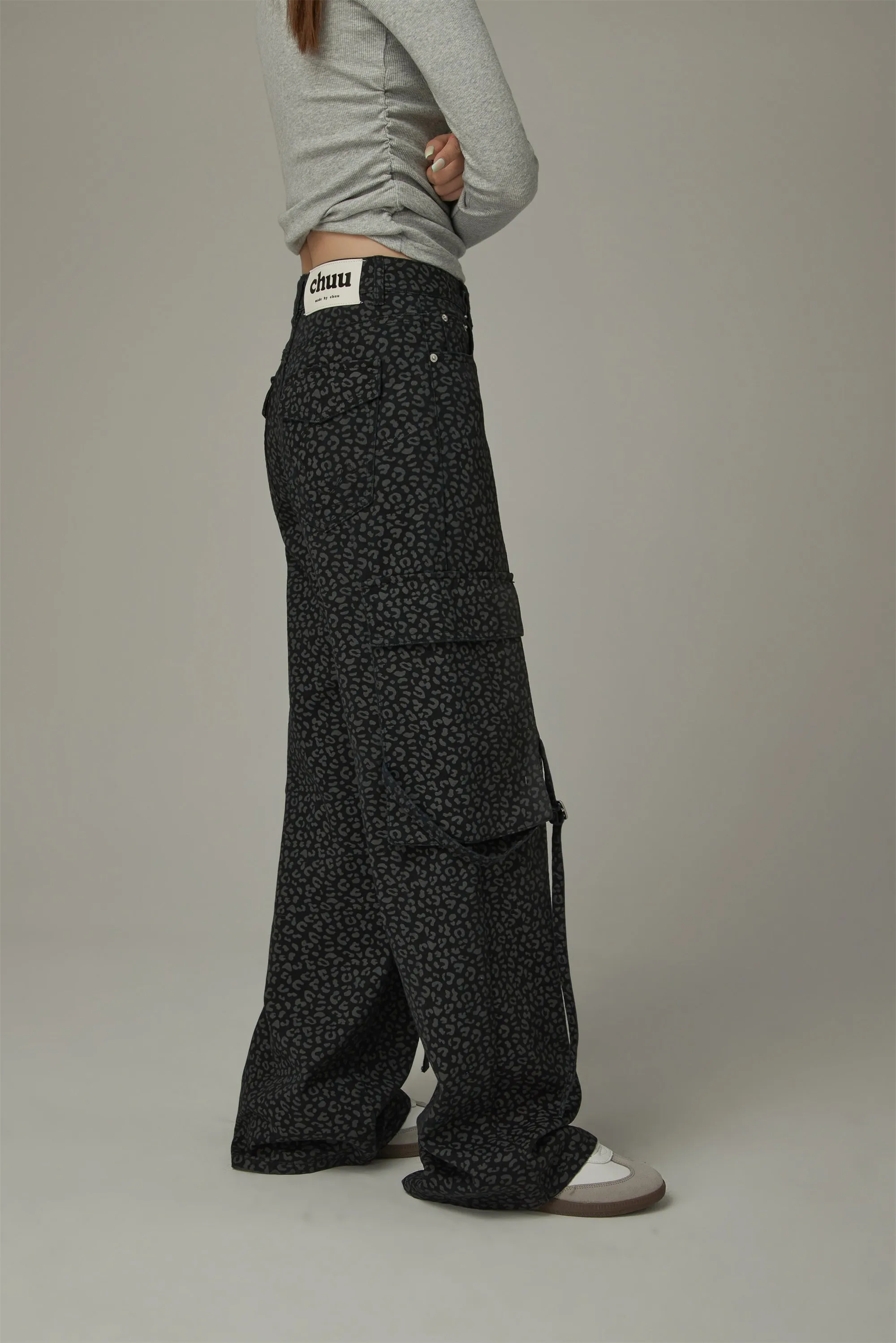 Leopard Cargo Strap Pocket Pants