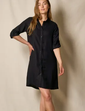 Linen / Bamboo Shirtdress - Black