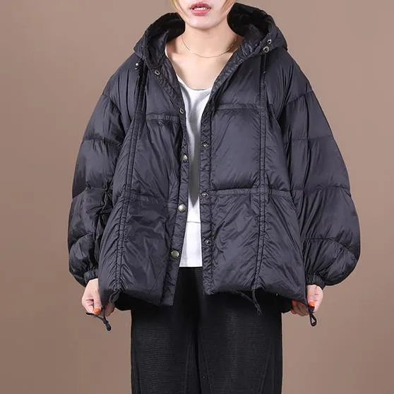 Luxury plus size clothing winter jacket black hooded Button Down goose Down coat