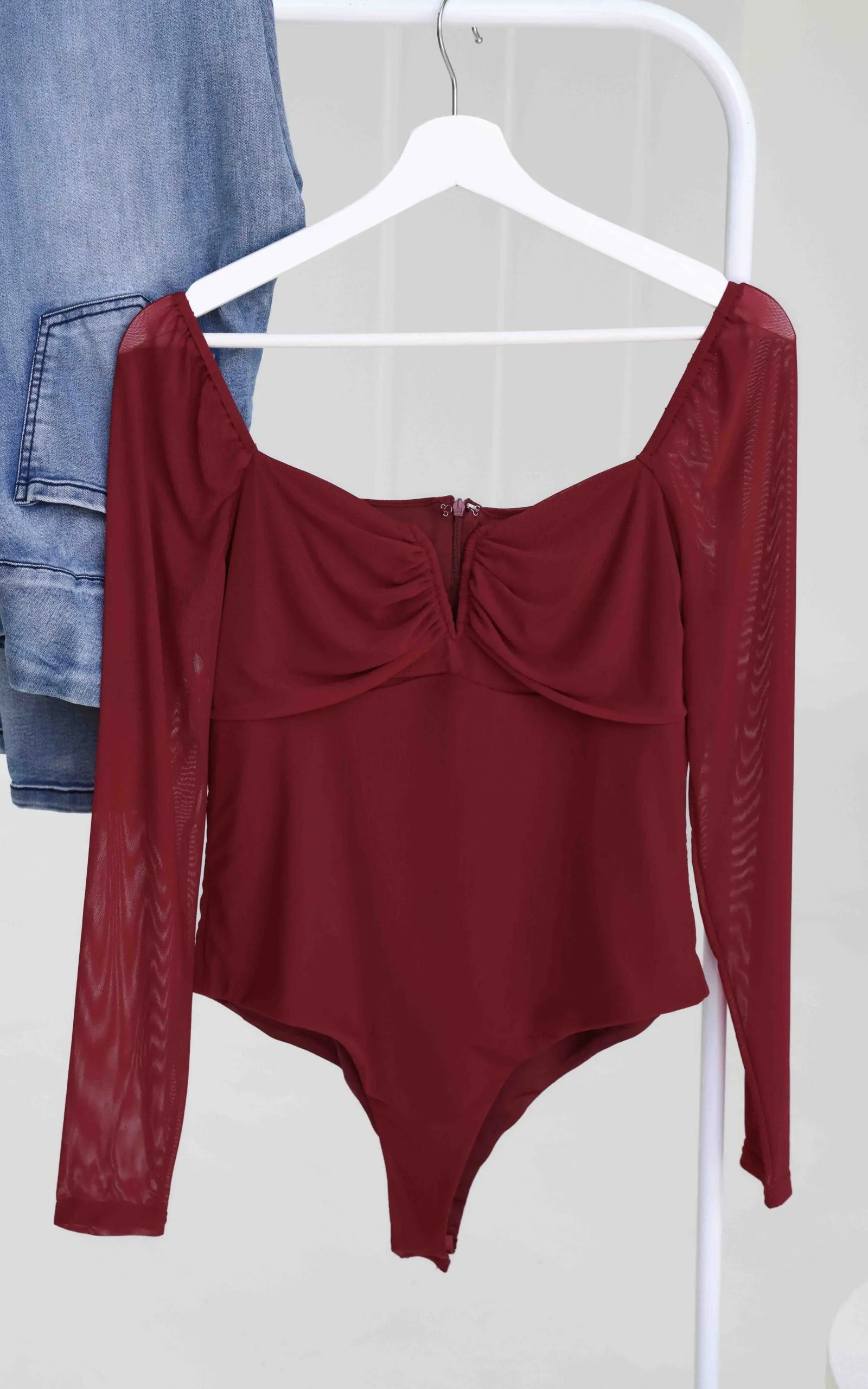 Madison Mesh Bodysuit - Wine