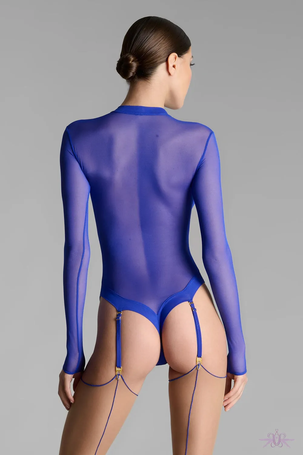 Maison Close Corps a Corps Blue Long Sleeved Body with Suspenders